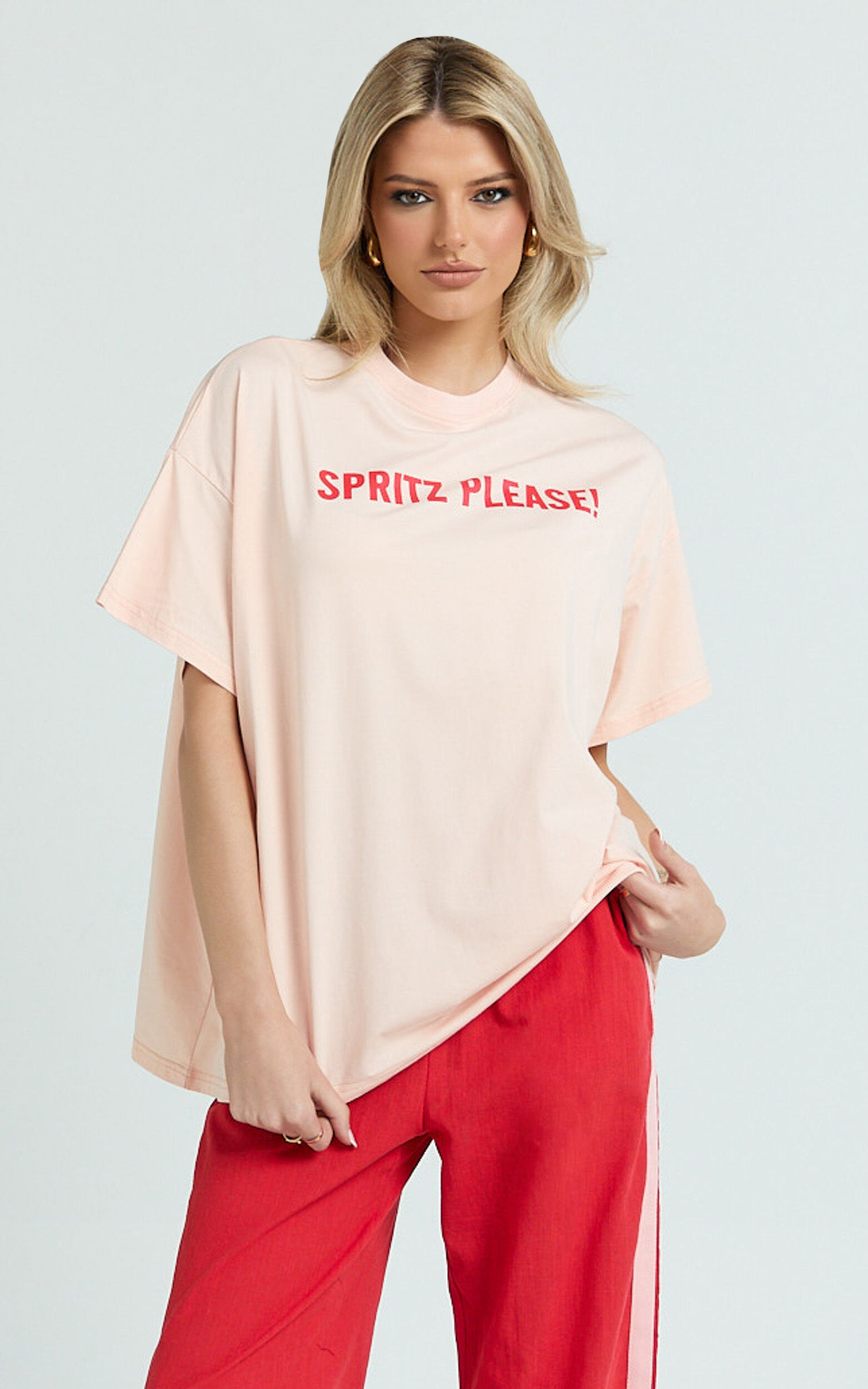 Arlette Two Piece Set - Spritz Peach Set in Peach/Red