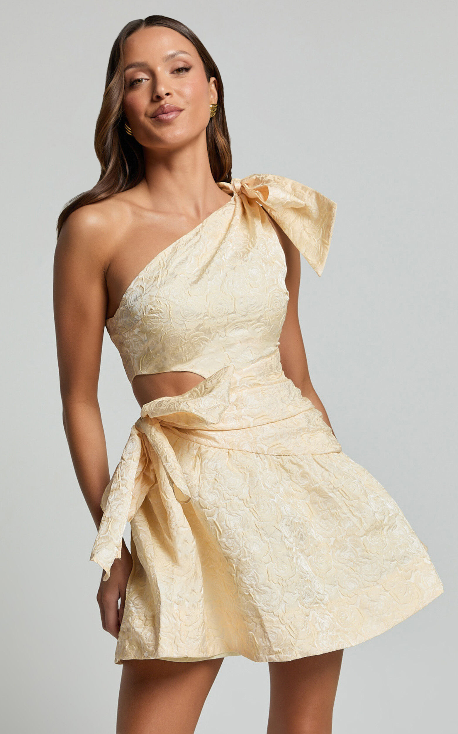 Mathilda Mini Dress - Cut Out Side Wrap Dress in Lemon