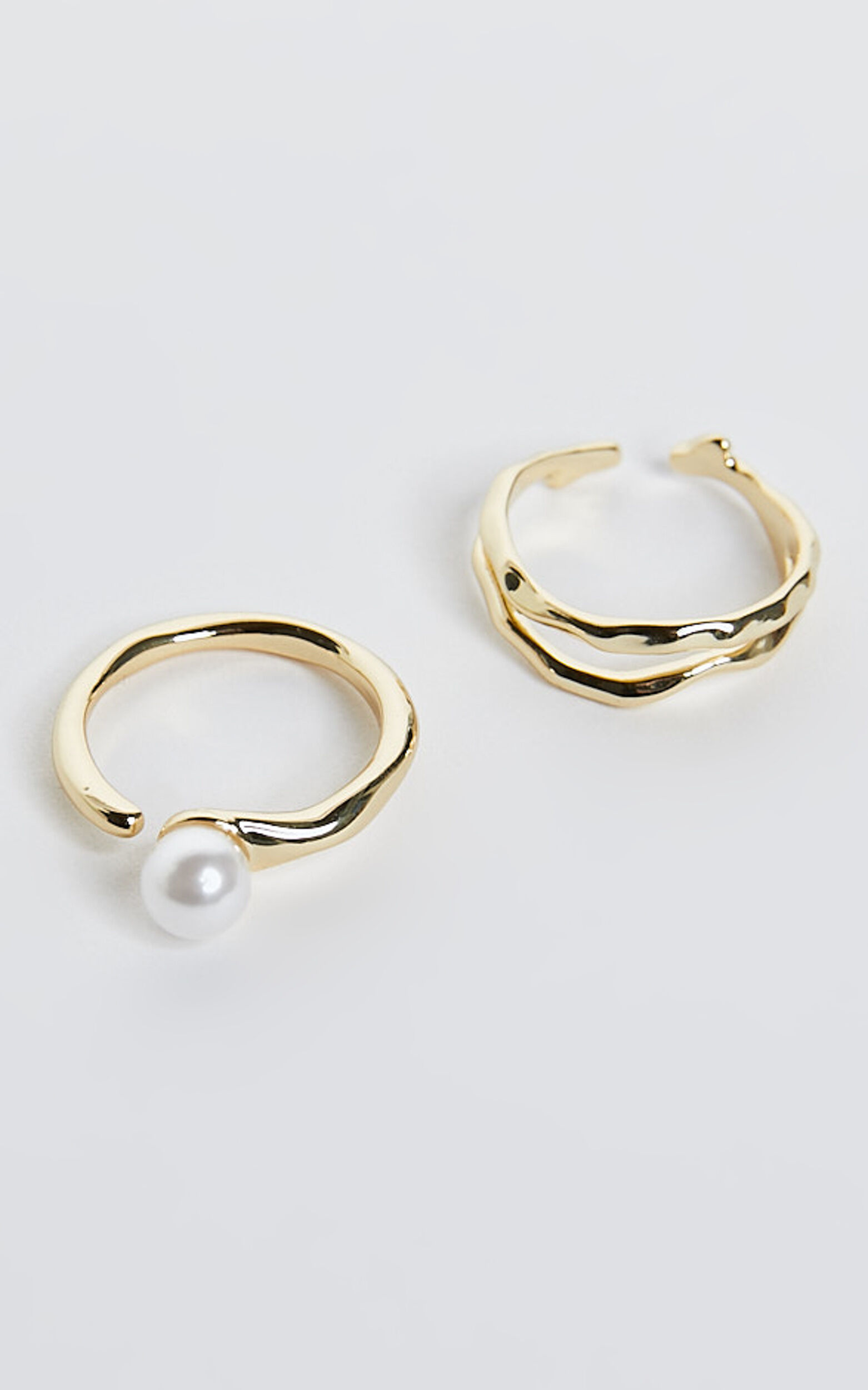 Lainey Rings - 3 Pack Gold Pearl Ring Set in Gold