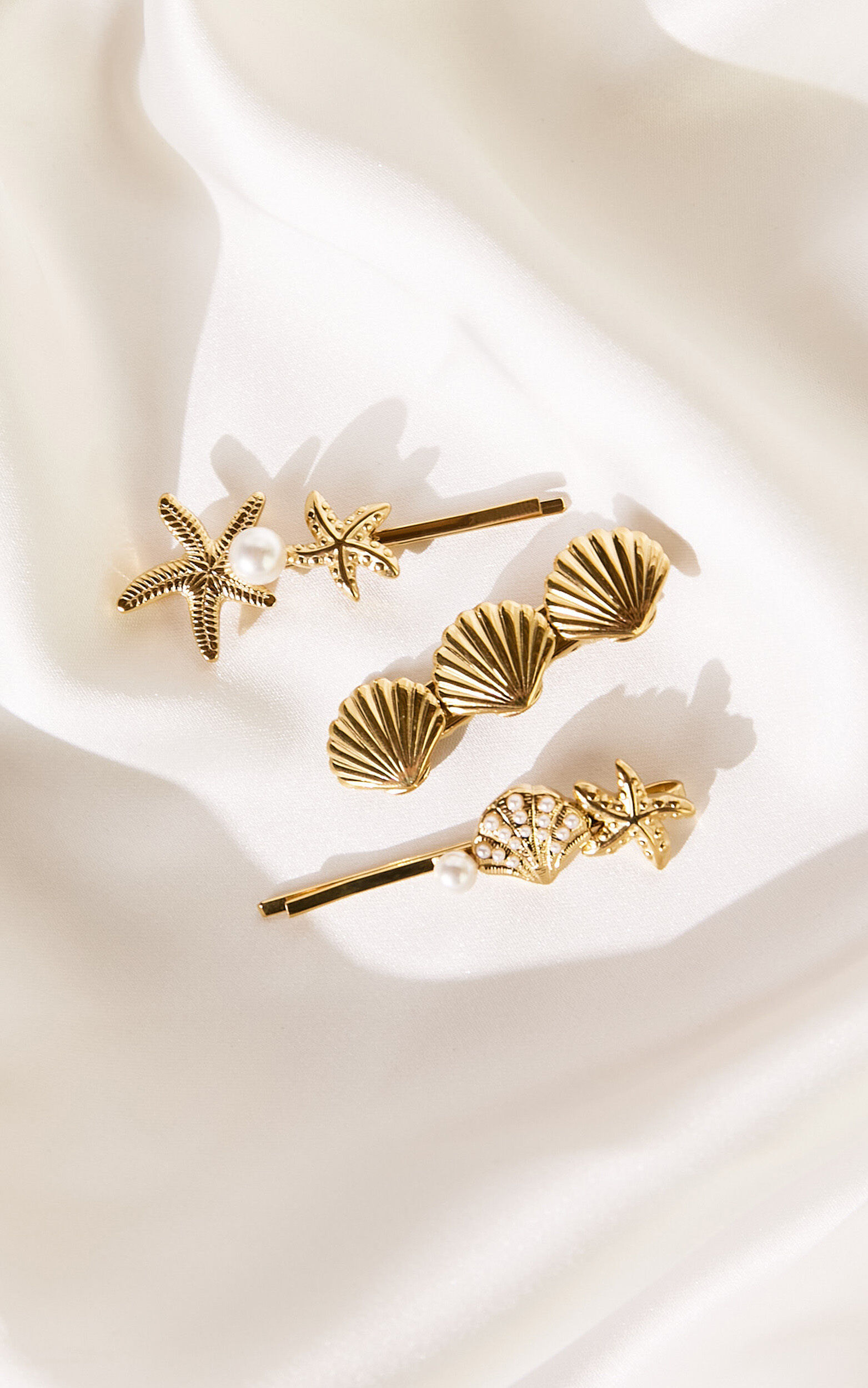 Georgie Seashell Hair Clip Pack in Gold