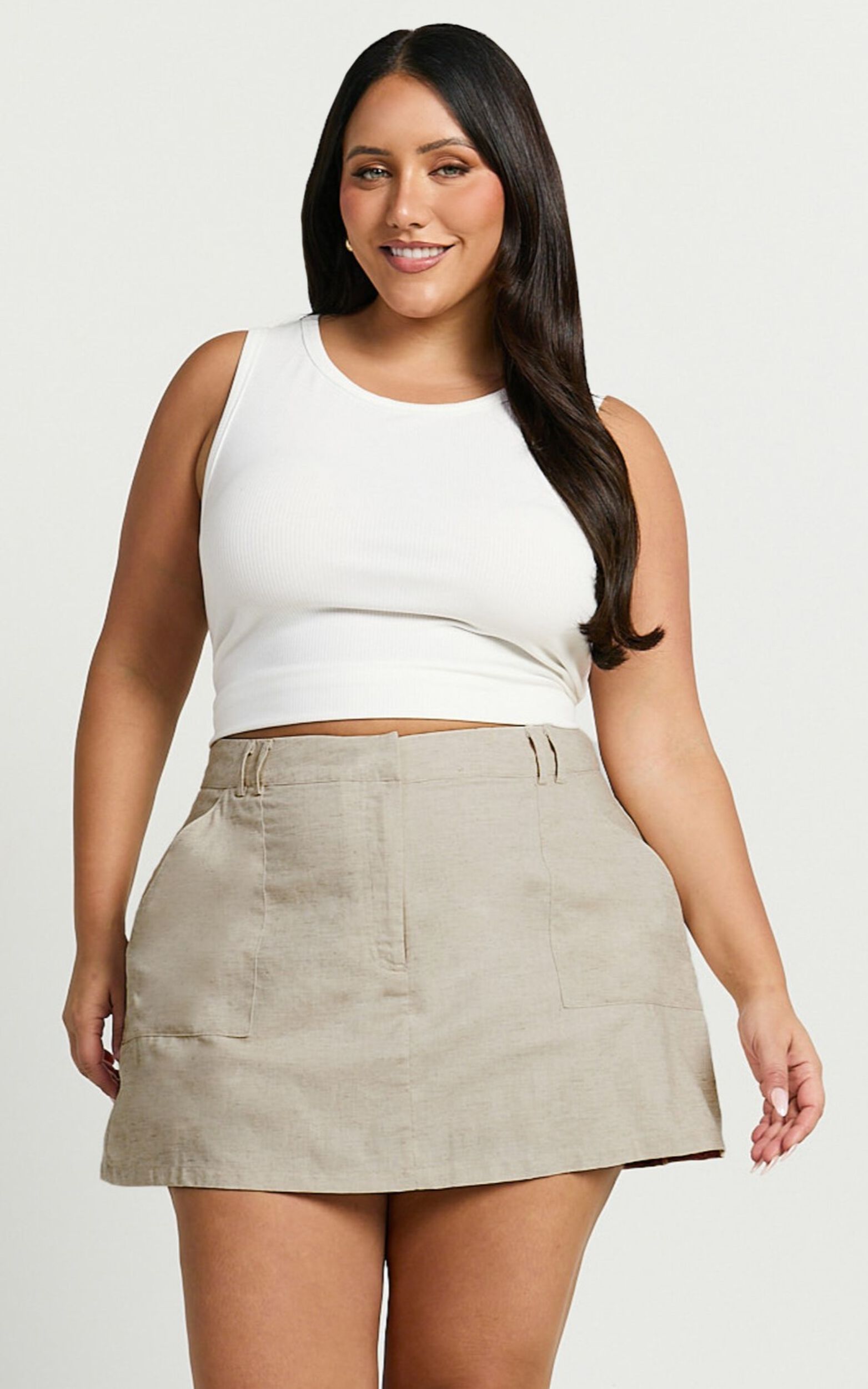Dream Linen Skort - High Waisted A Line Skort in Natural