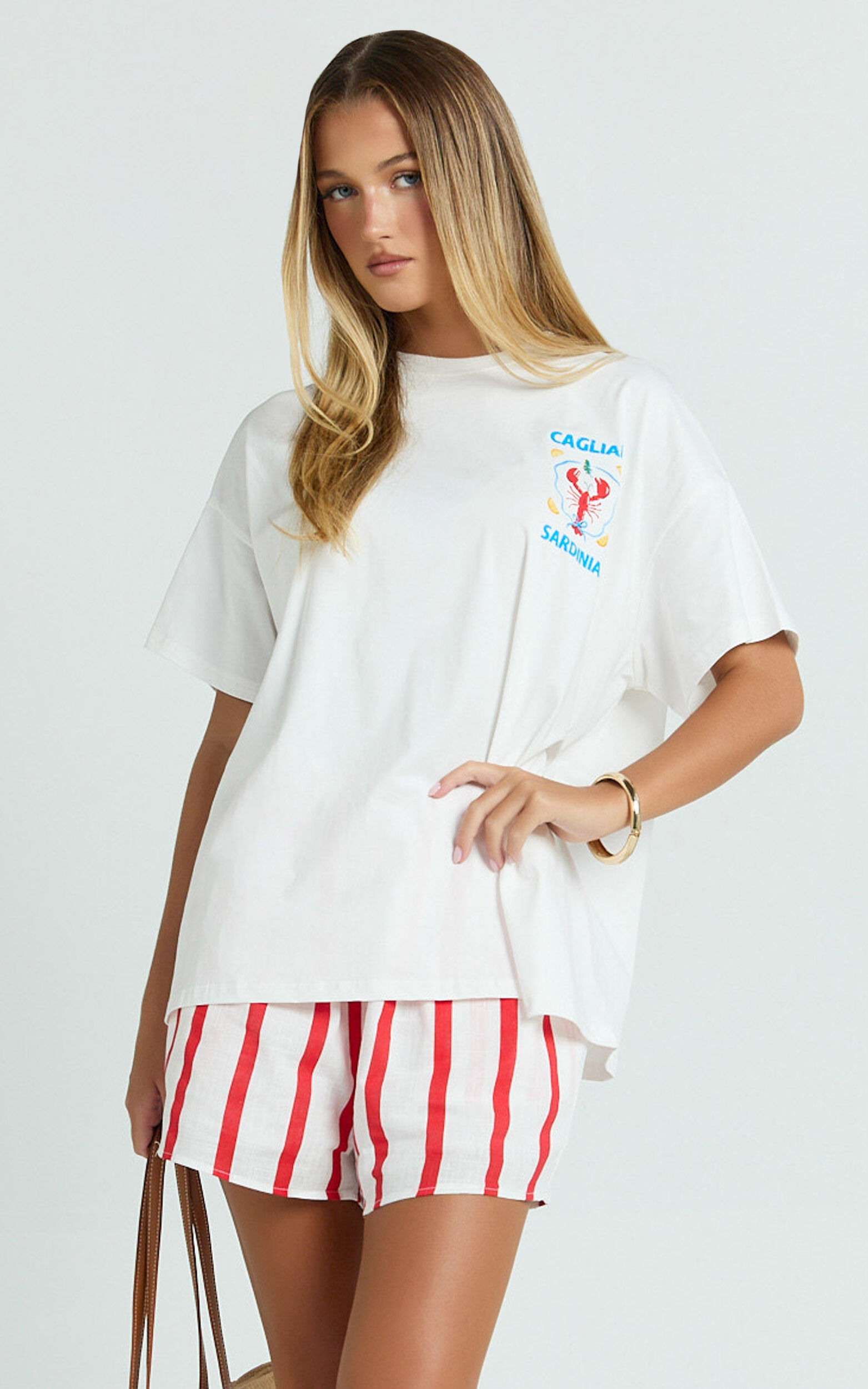 Hina Two Piece Set - Lobster T-Shirt Set in Red/White