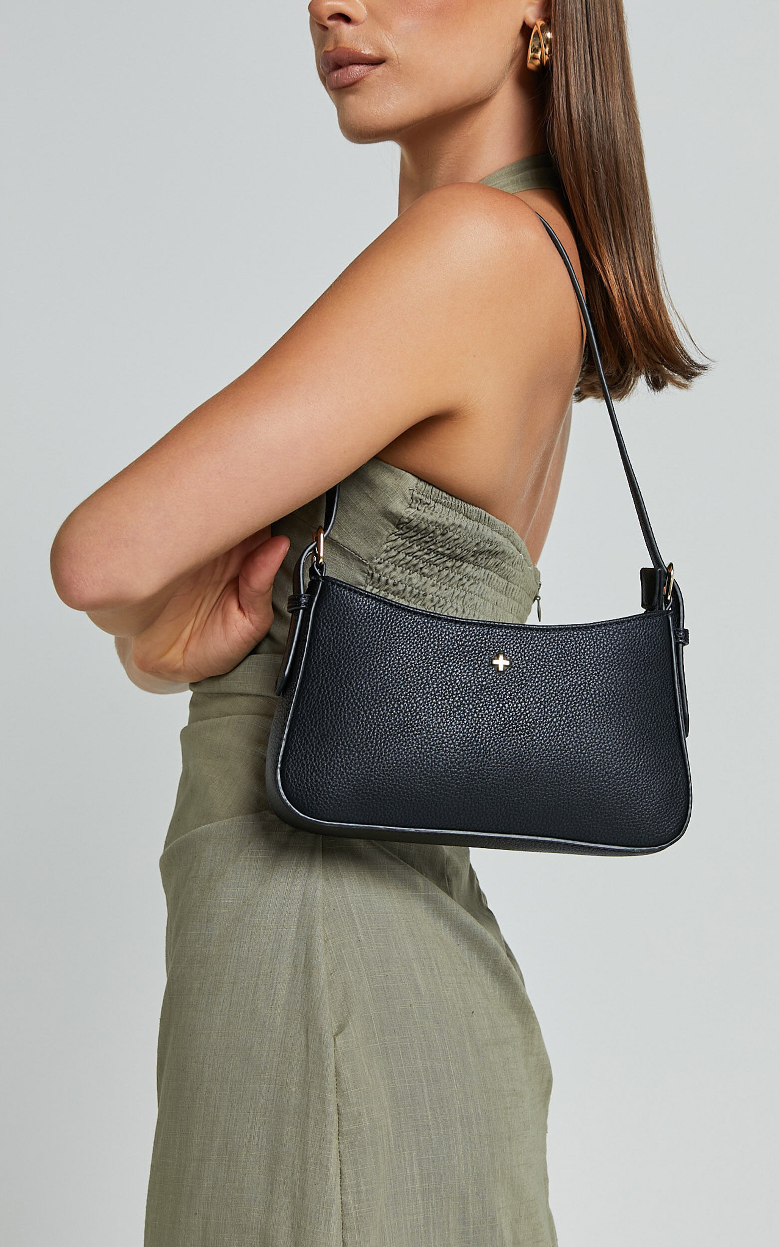 Peta and Jain - Lilu Shoulder Bag in Black Pebble/Gold