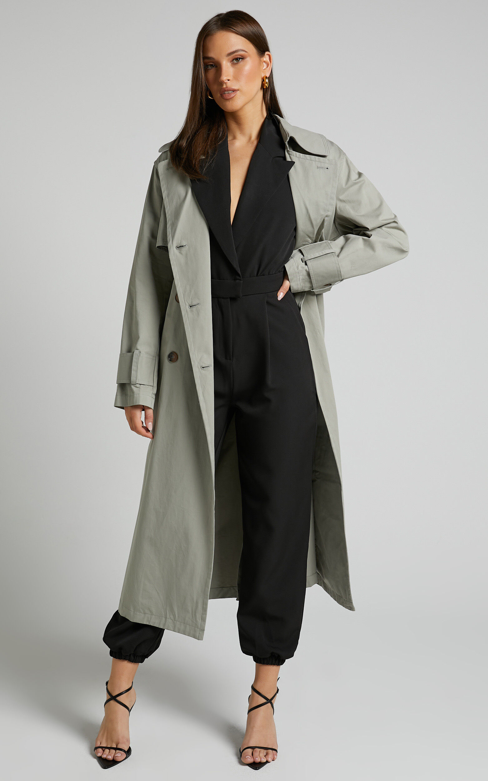 Coco Jumpsuit - Collared Short Sleeve Straight Leg Jumpsuit in Black