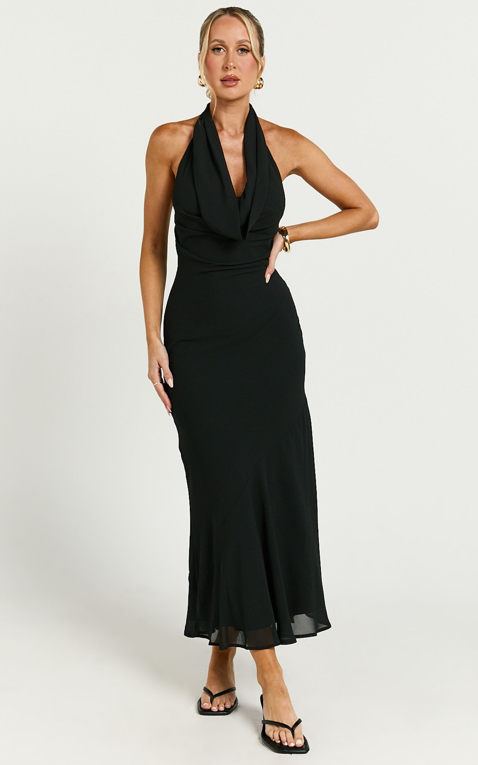 Jeslie Maxi Dress - Halter Neck Dress in Black