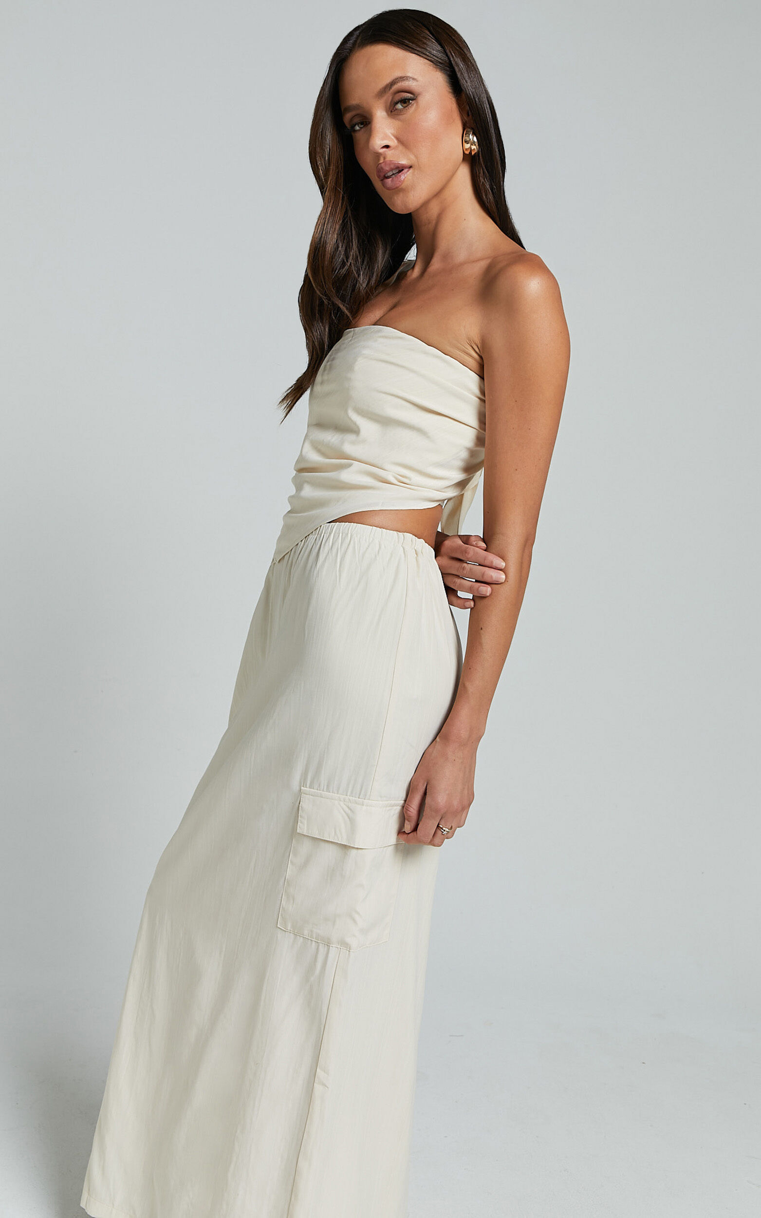 Runaway The Label - Picilo Long Midi Skirt in Stone