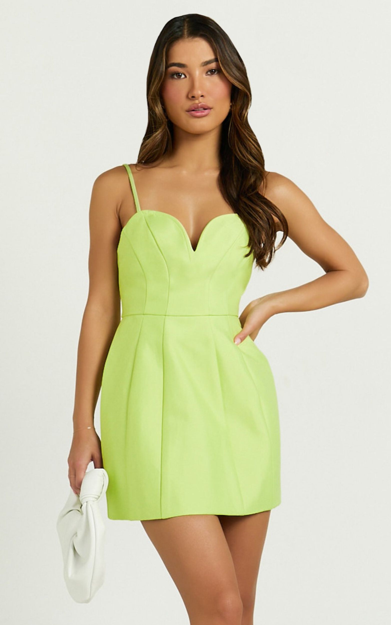 Amalie The Label - Kora Plunge A Line Mini Dress in Citrus
