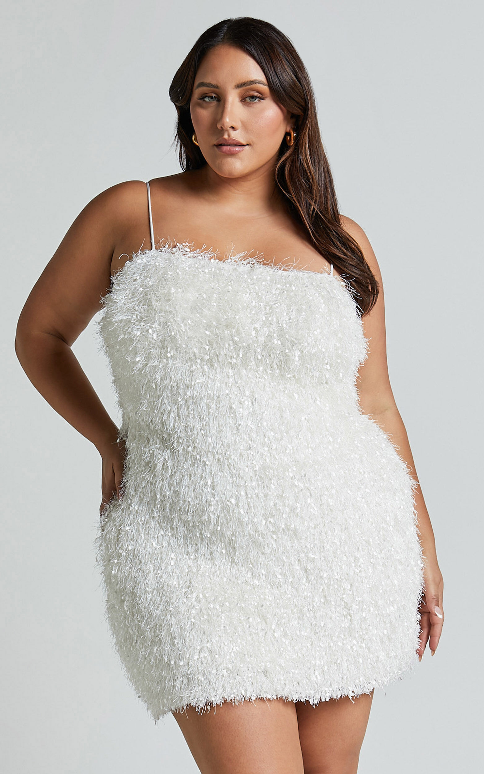 Reis Mini Dress - Textured Strapless Bodycon in White