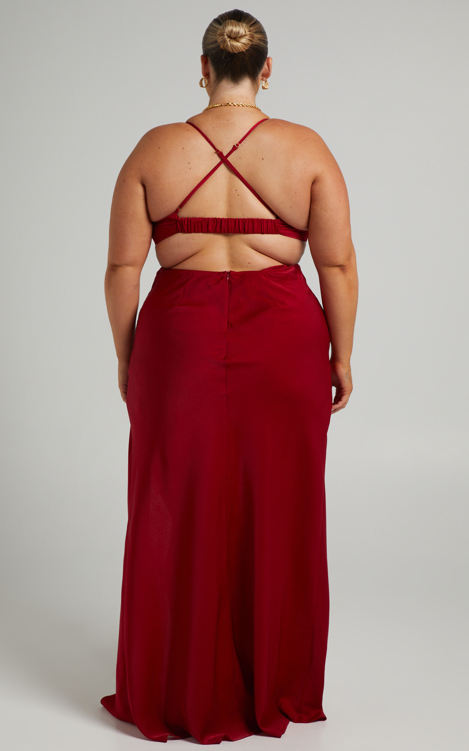 Sophie Maxi Dress - Cowl Neck Cross Back Dress in Red
