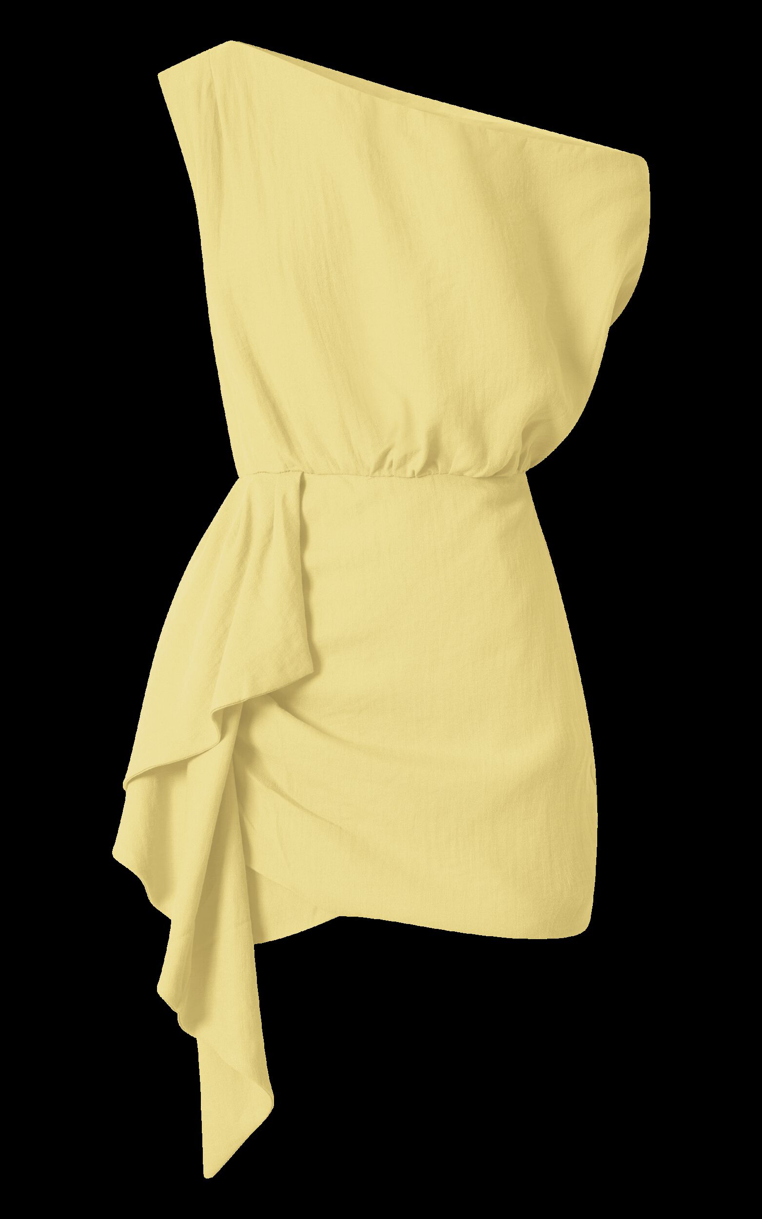 Niana Mini Dress - Drape One Shoulder Dress in Lemon