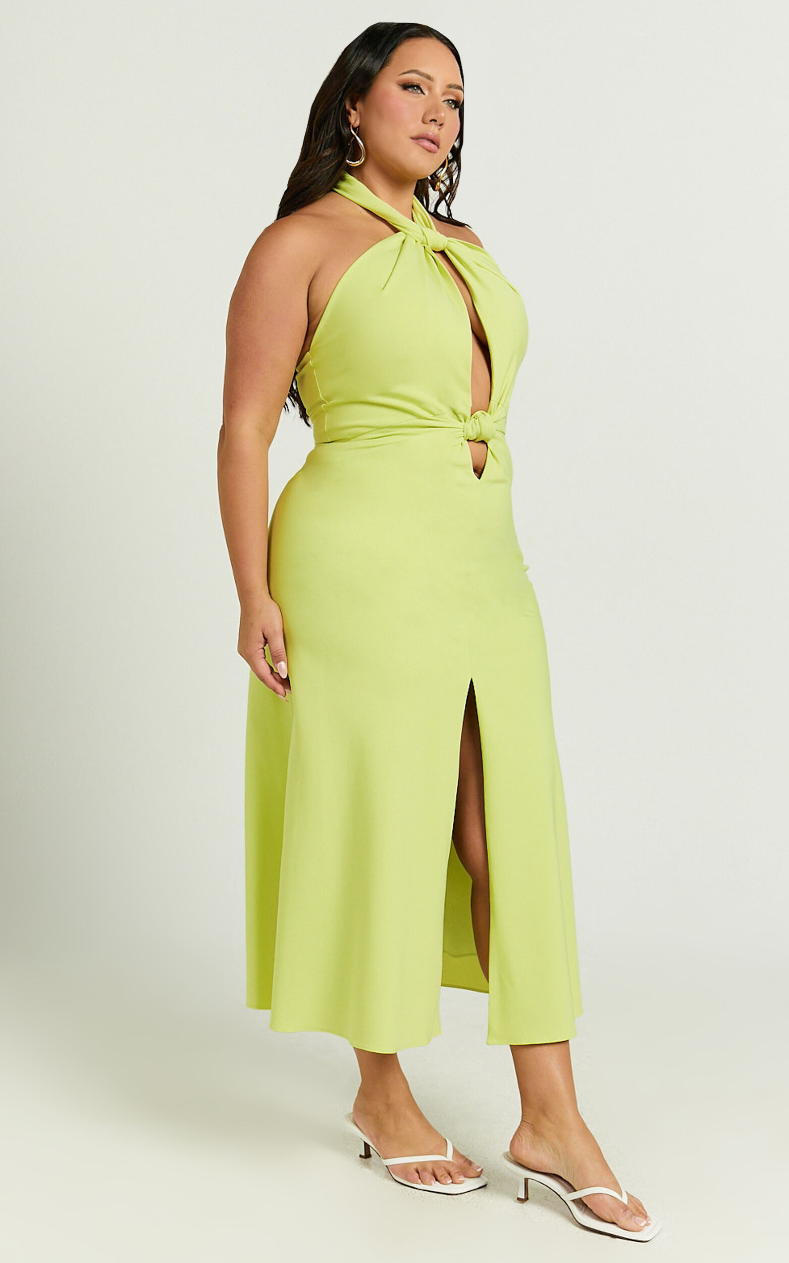 Amalie The Label - Levine Halter Front Cut Out Midi Dress in Citrus