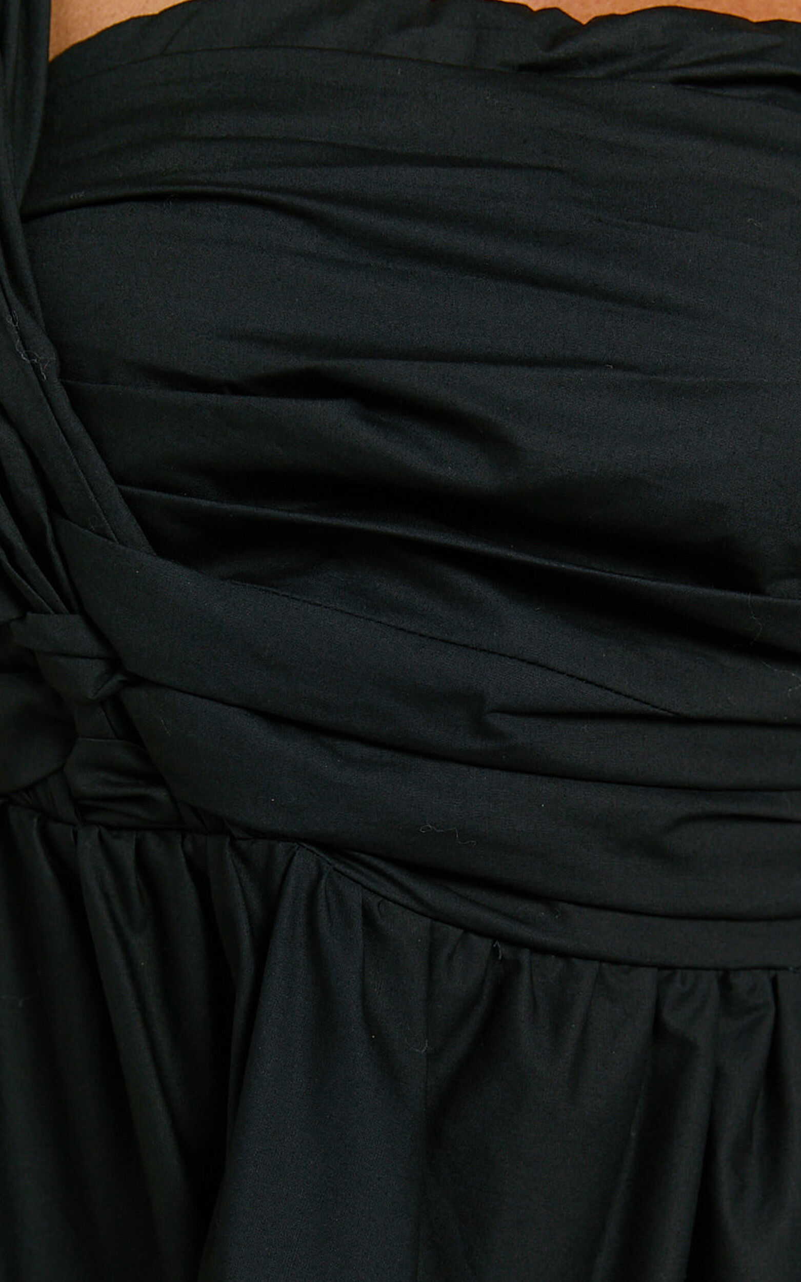 Stephanie Midi Dress - One Shoulder Tiered Midi Dress in Black