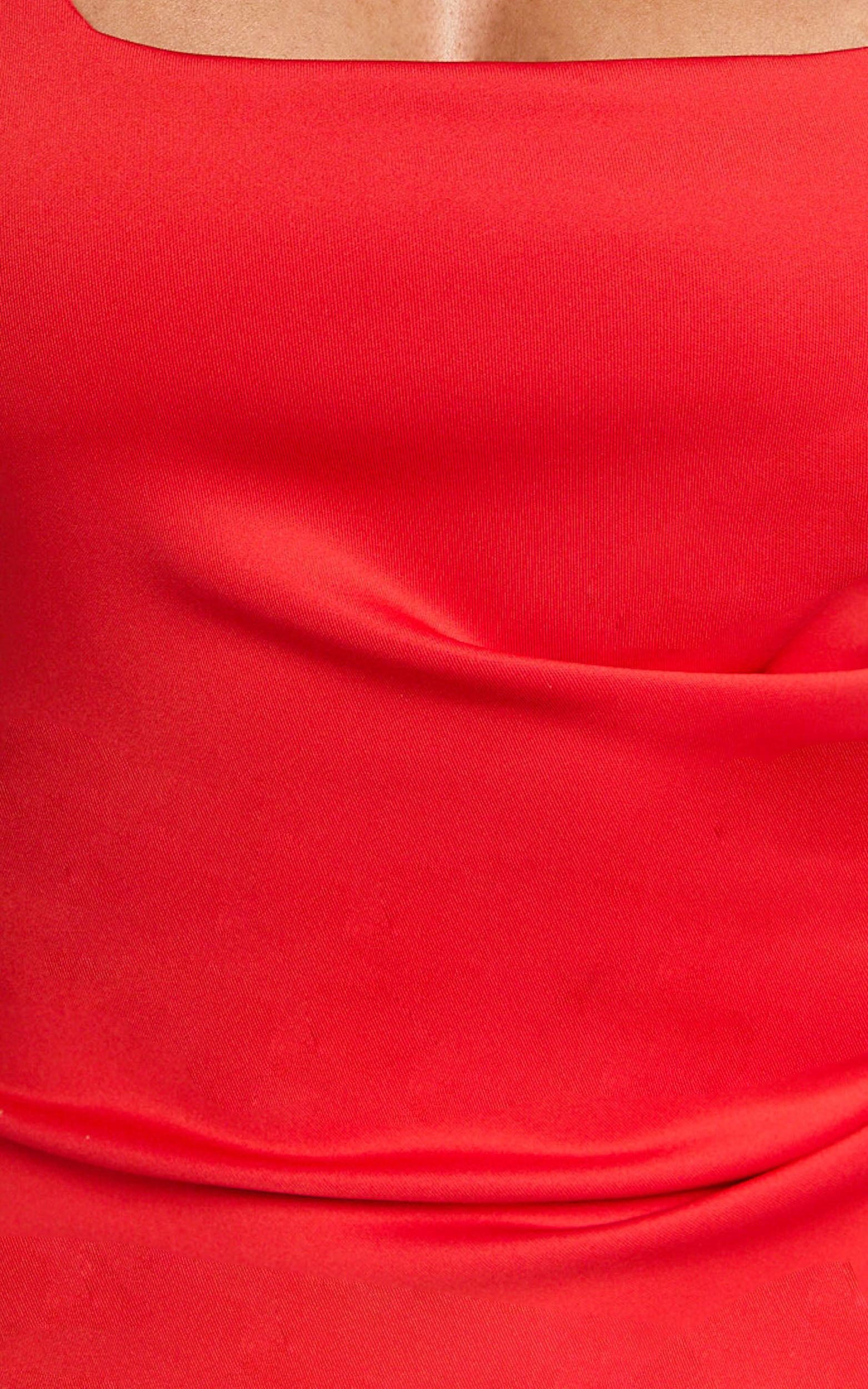 Big Love Mini Dress - Square Neck Bodycon Dress in Red