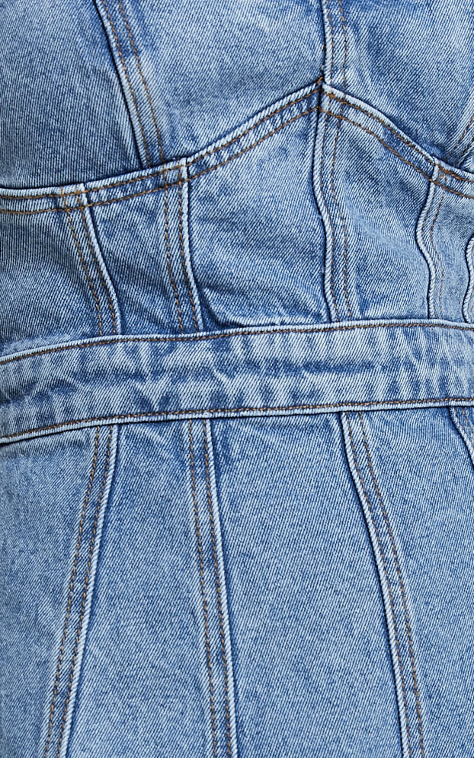 Estonia Mini Dress - Denim Dress in Mid Blue Wash