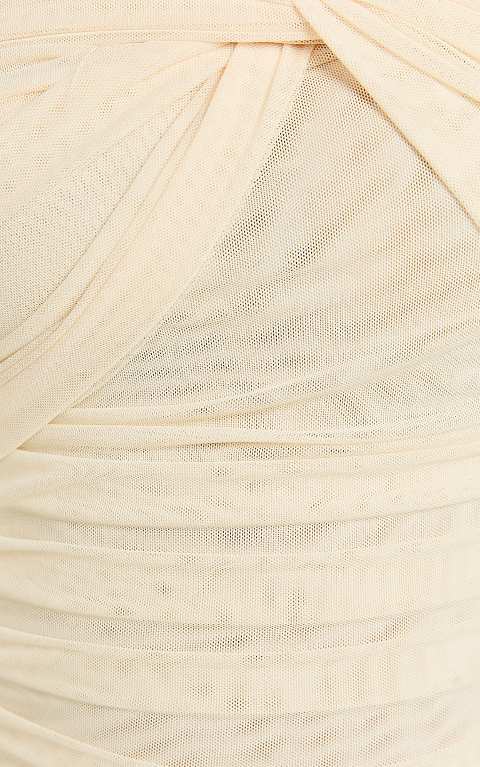 Carina Bodysuit - Twist Front Off Shoulder Mesh Bodysuit in Cream