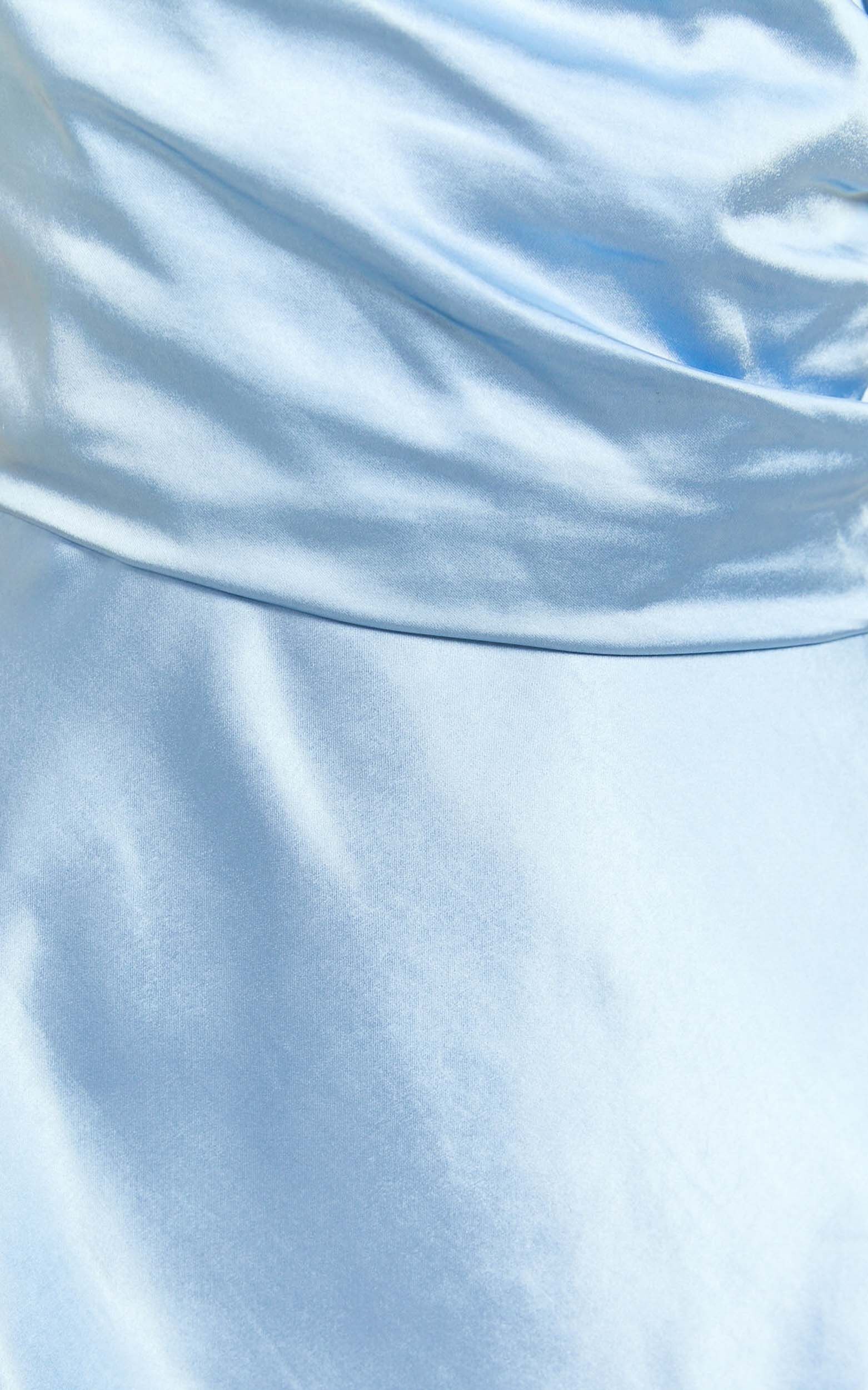 Adelaide Mini Dress - Off Shoulder Bias Cut Dress in Dove Blue