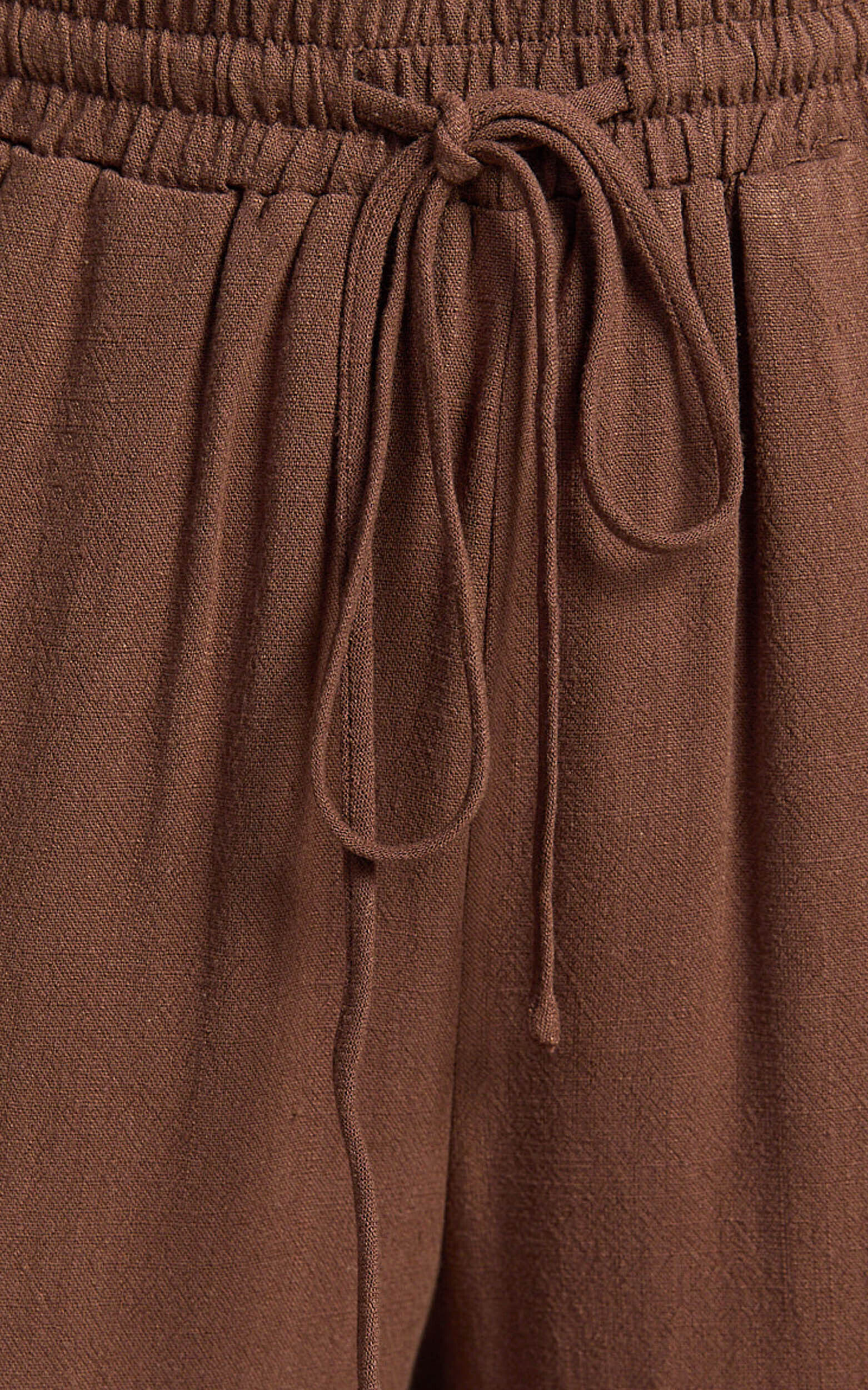 Kala Pants - Mid Waisted Relaxed Elastic Waist Pants in Chocolate