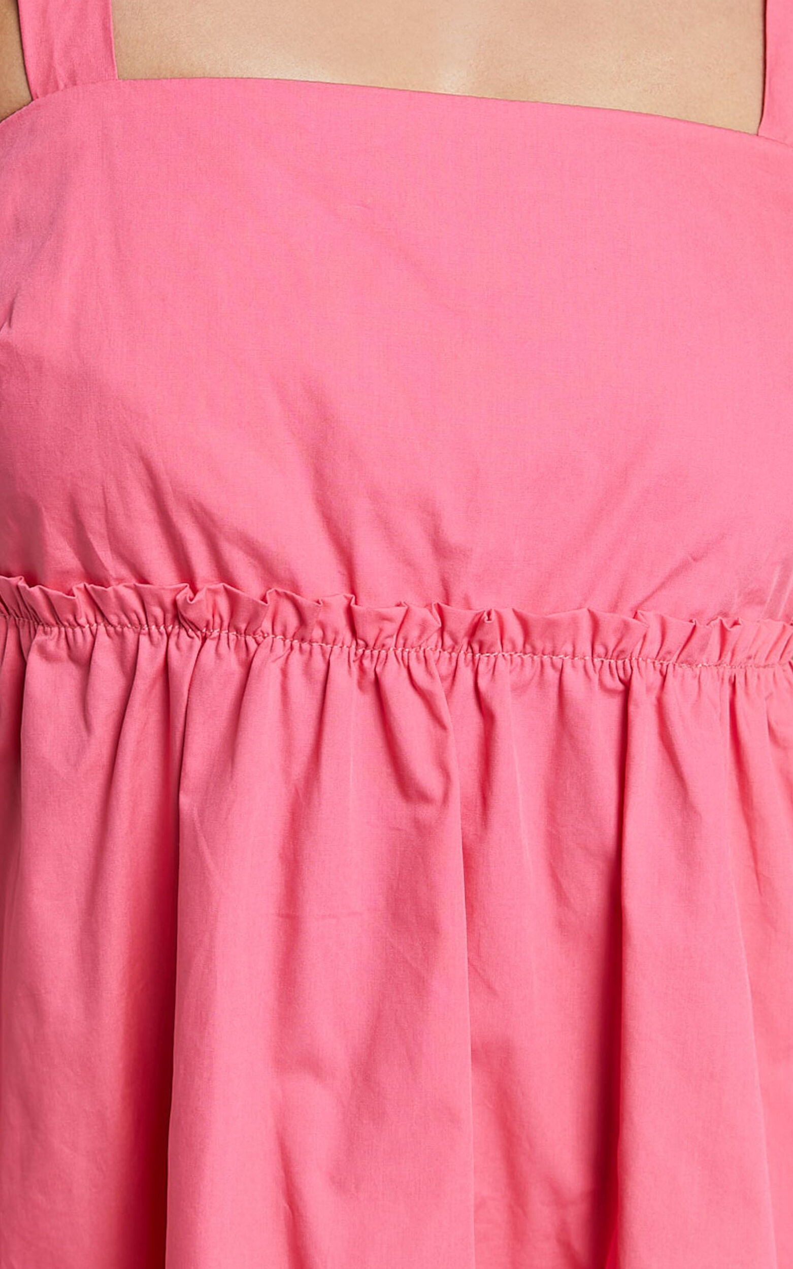 Eliana Mini Dress - Square Neck Tiered Smock Dress in Berry