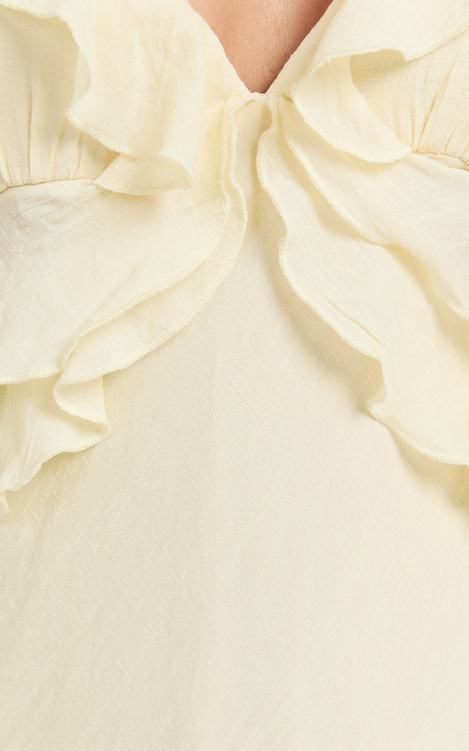 Dahlia Midi Dress - Ruffle Details Slip Dress in Lemon