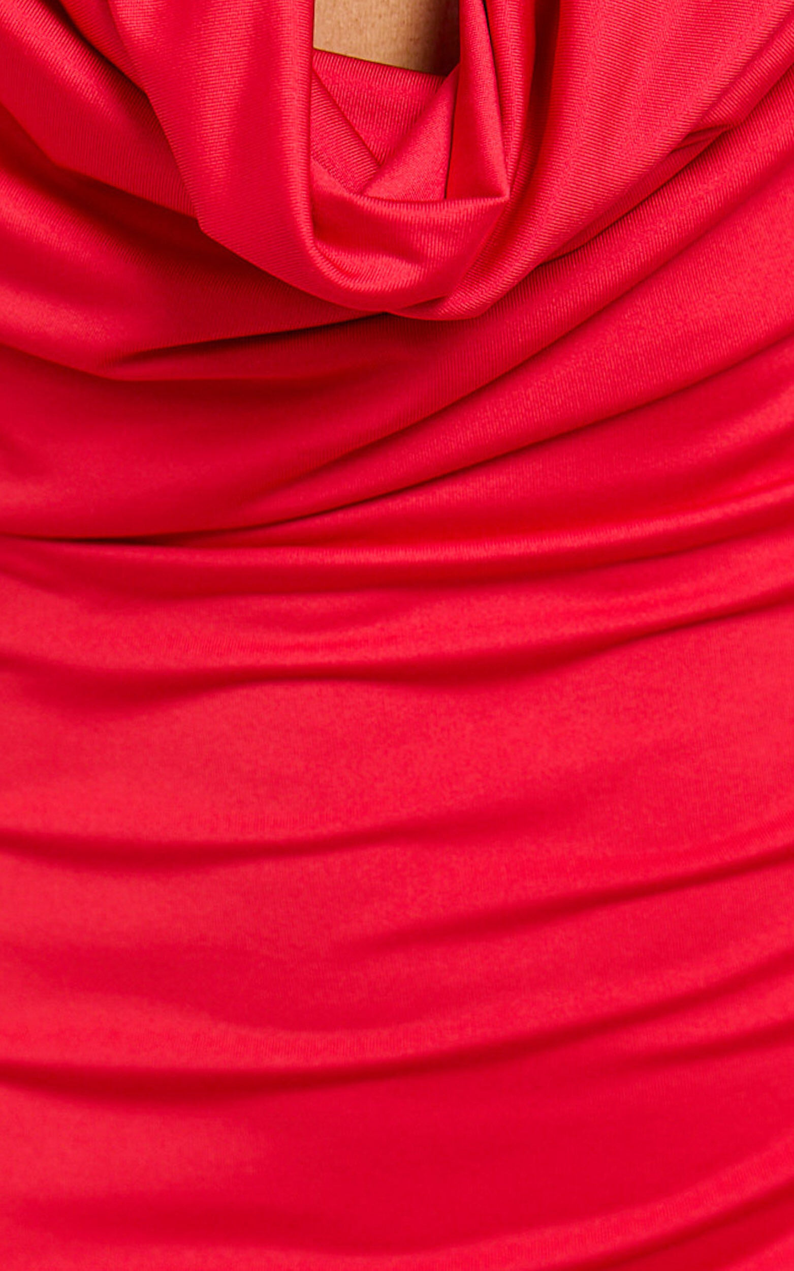 Ashlee Mini Dress - Halter Cowl Neck Bodycon Dress in Red