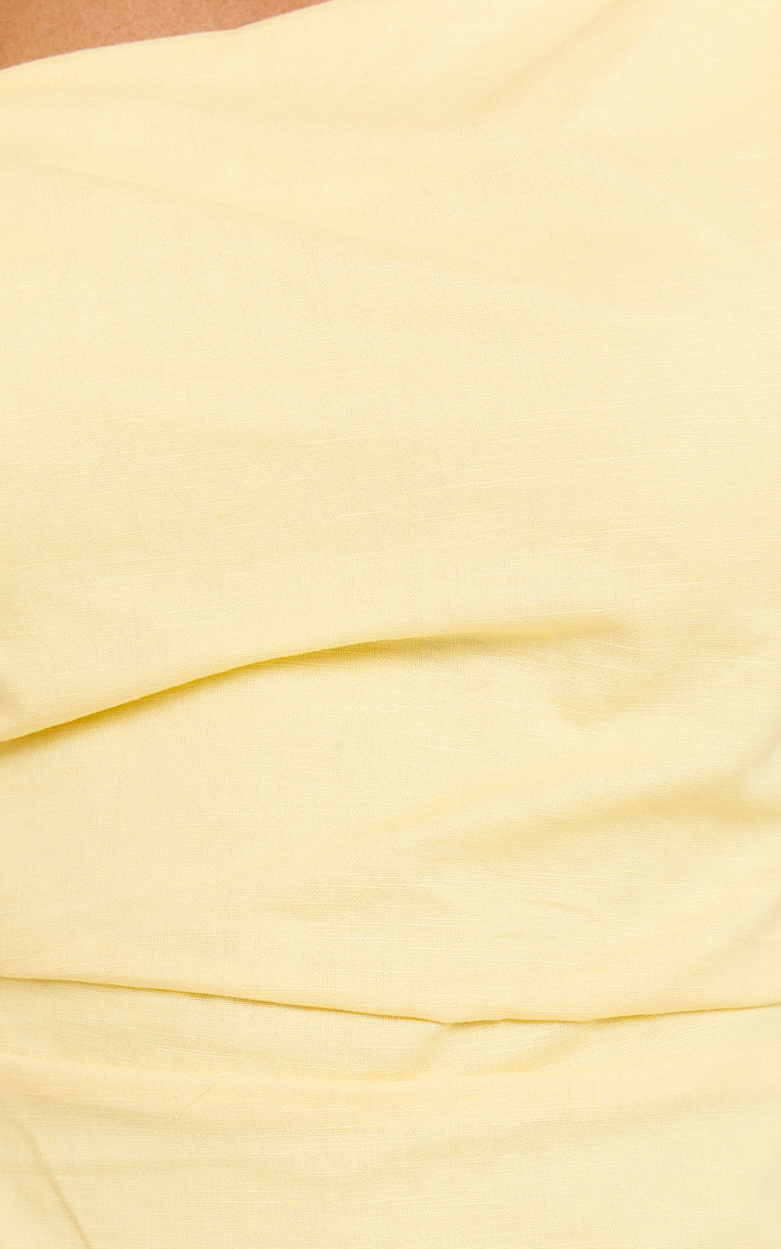 Jeofina Mini Dress - Off The Shoulder Linen Look Dress in Lemon