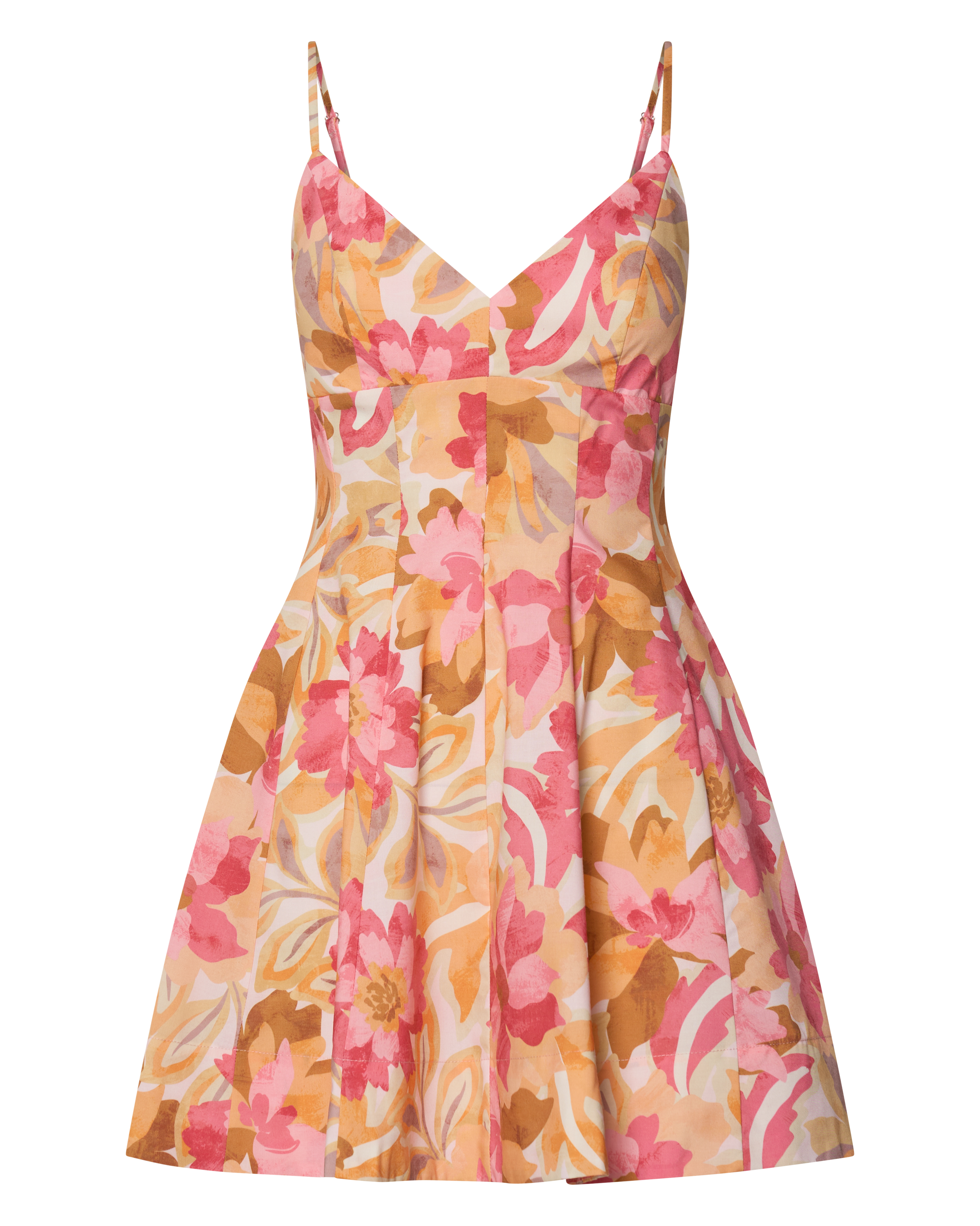 Carly Mini Dress - Strappy Bust A Line Dress in Sorbet Bloom Print