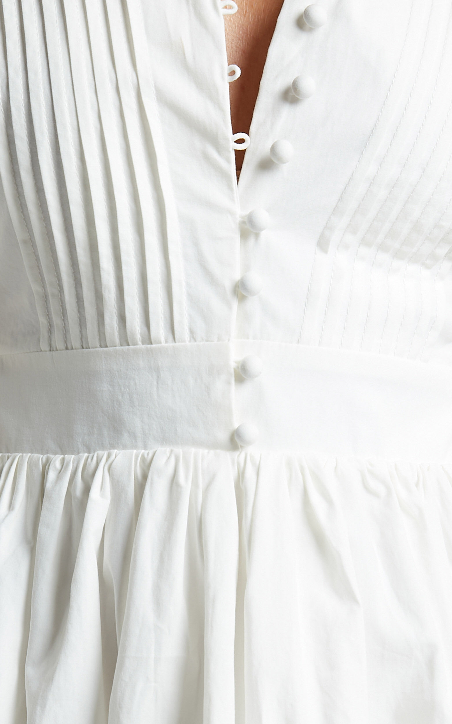 Zandra Mini Dress - Puff Sleeve Poplin Dress in White