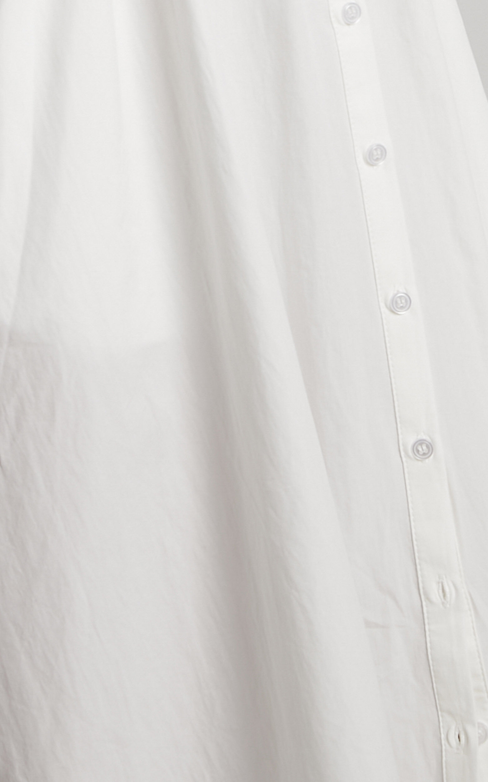 Merabelle Midi Dress - Side Cut Out Collared Long Sleeve Shirt Dress in White