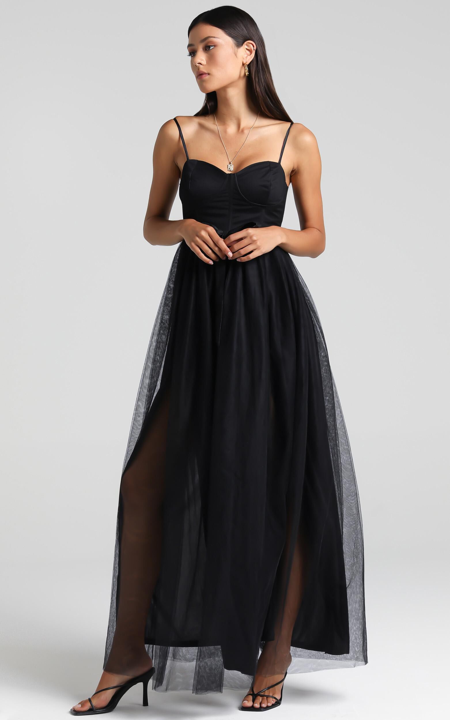 At The Altar Midi Dress - Bodice Dress in Black