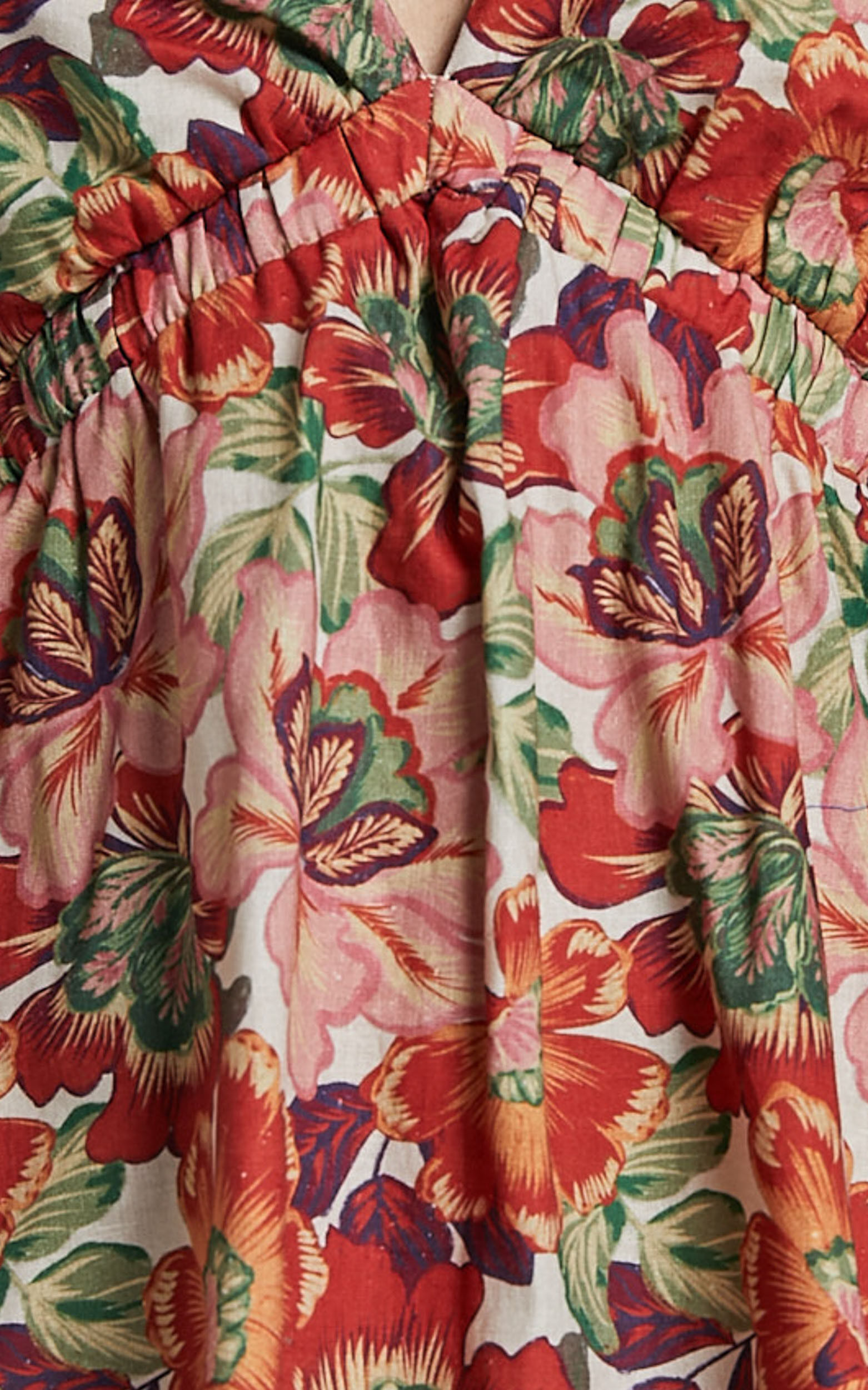 Amalie The Label - Loleta Linen Blend Short Balloon Sleeve Low Back Mini Dress in Musee Print