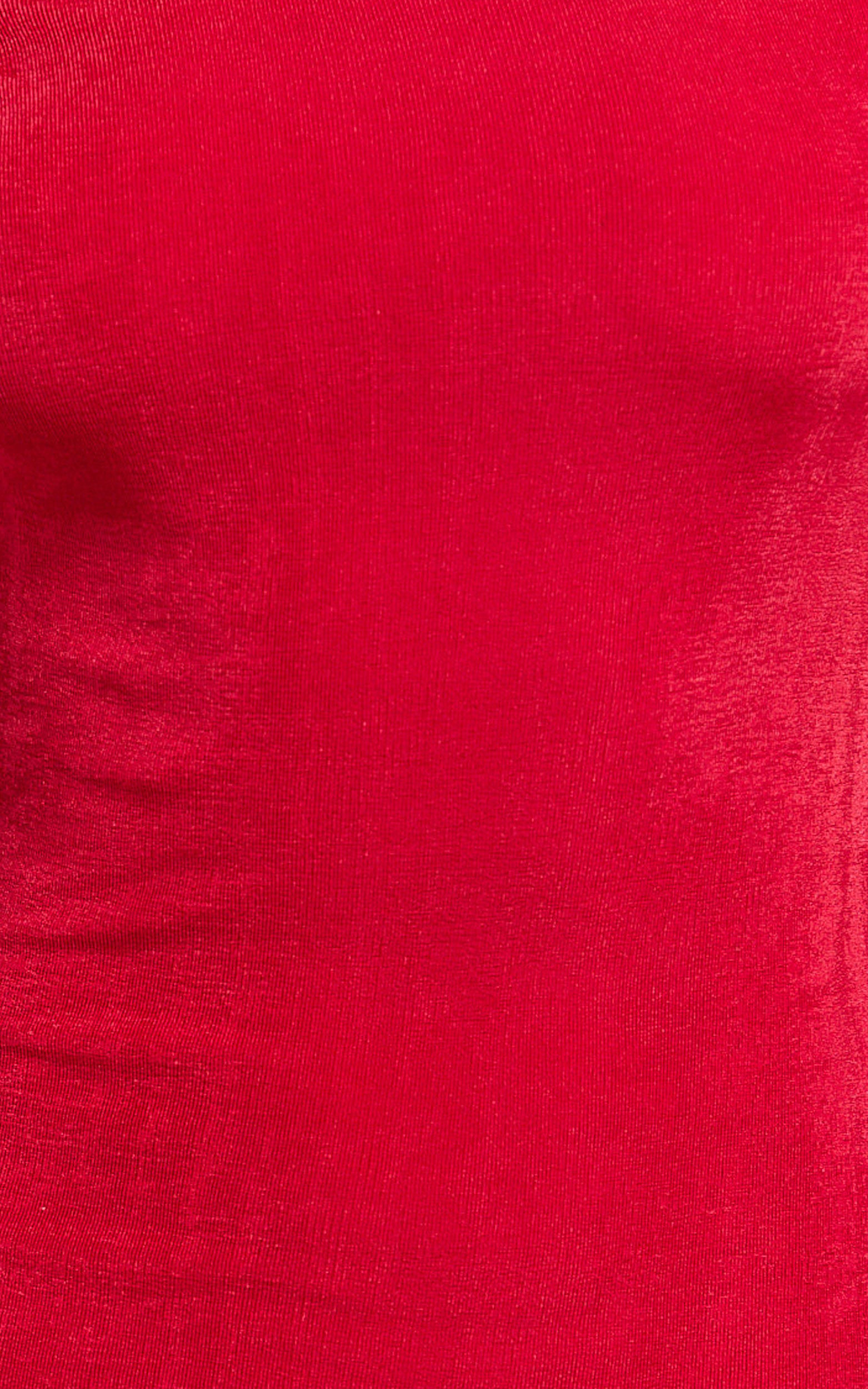 Isabel Midi Dress - Twist Off Shoulder Bodycon Dress in Red