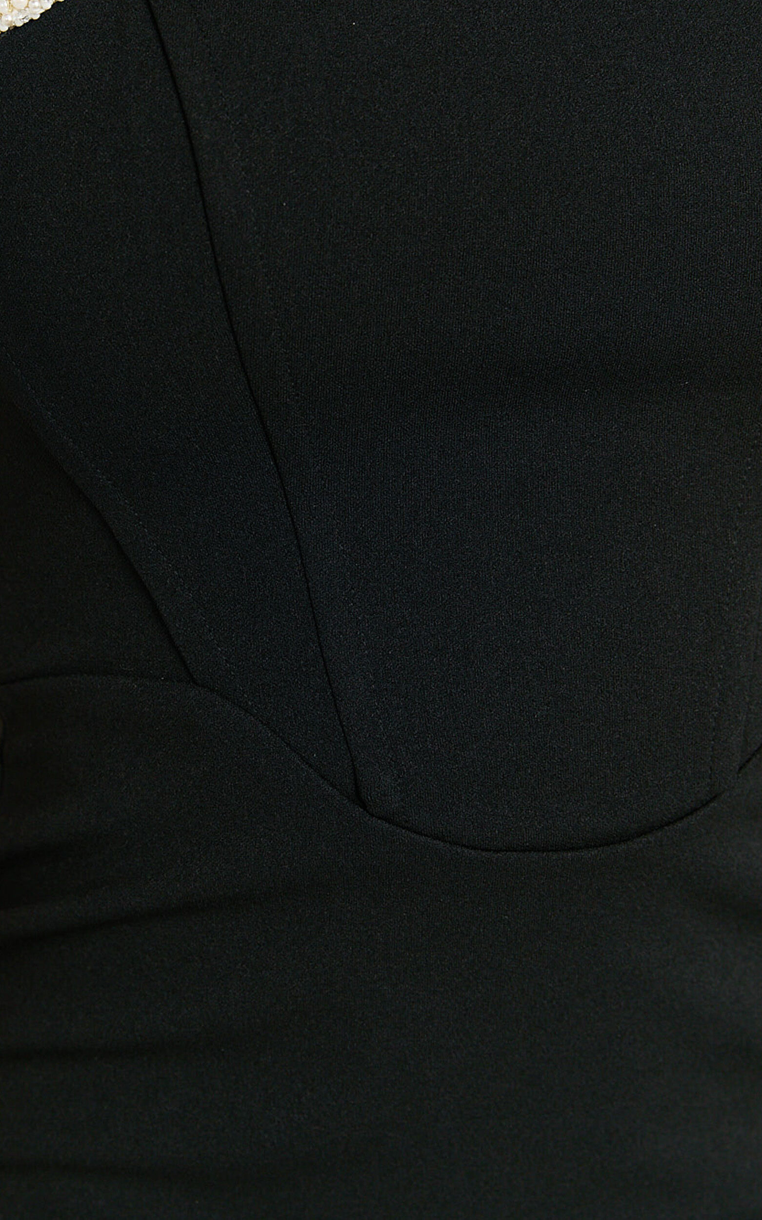 Perlita Midi Dress - Sleeveless Pearl band detailing Dress in Black