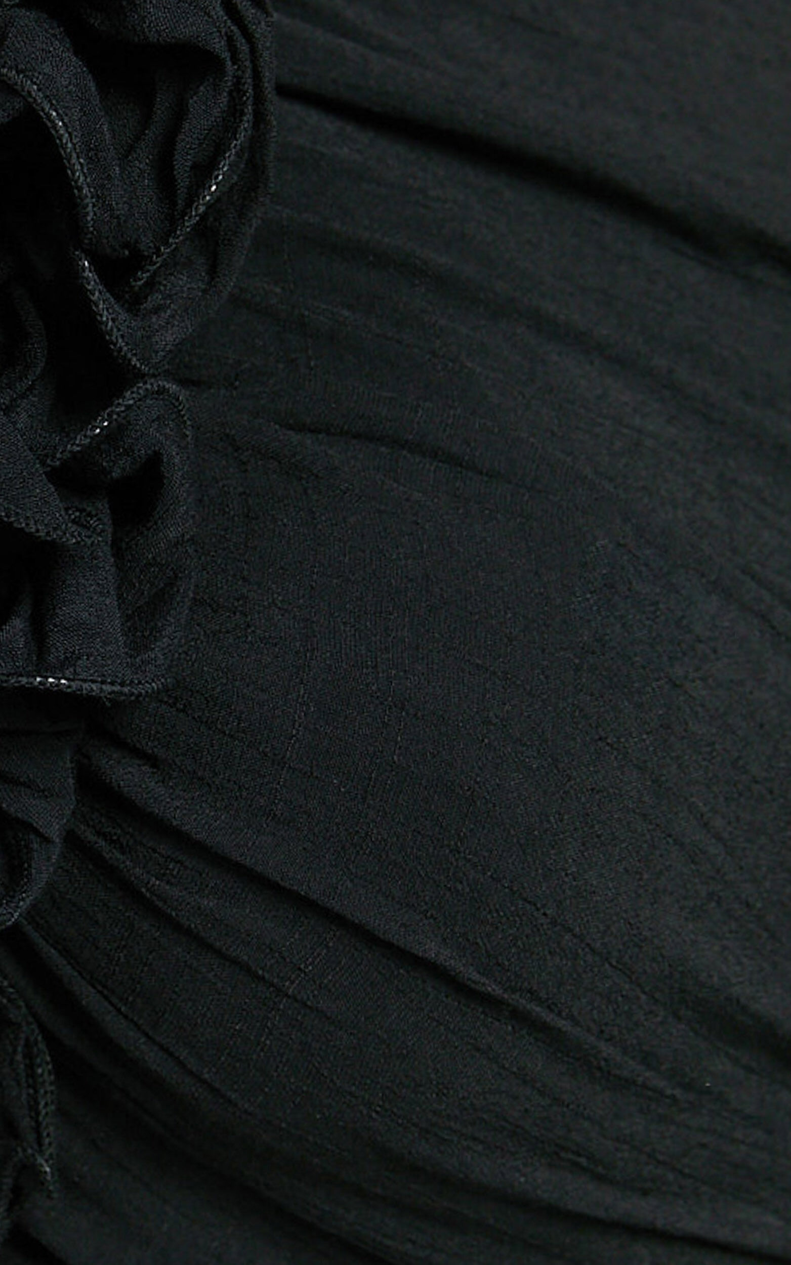 Anessa Midi Dress - One Shoulder Ruffle Detail Side Cut Out Dress in Black