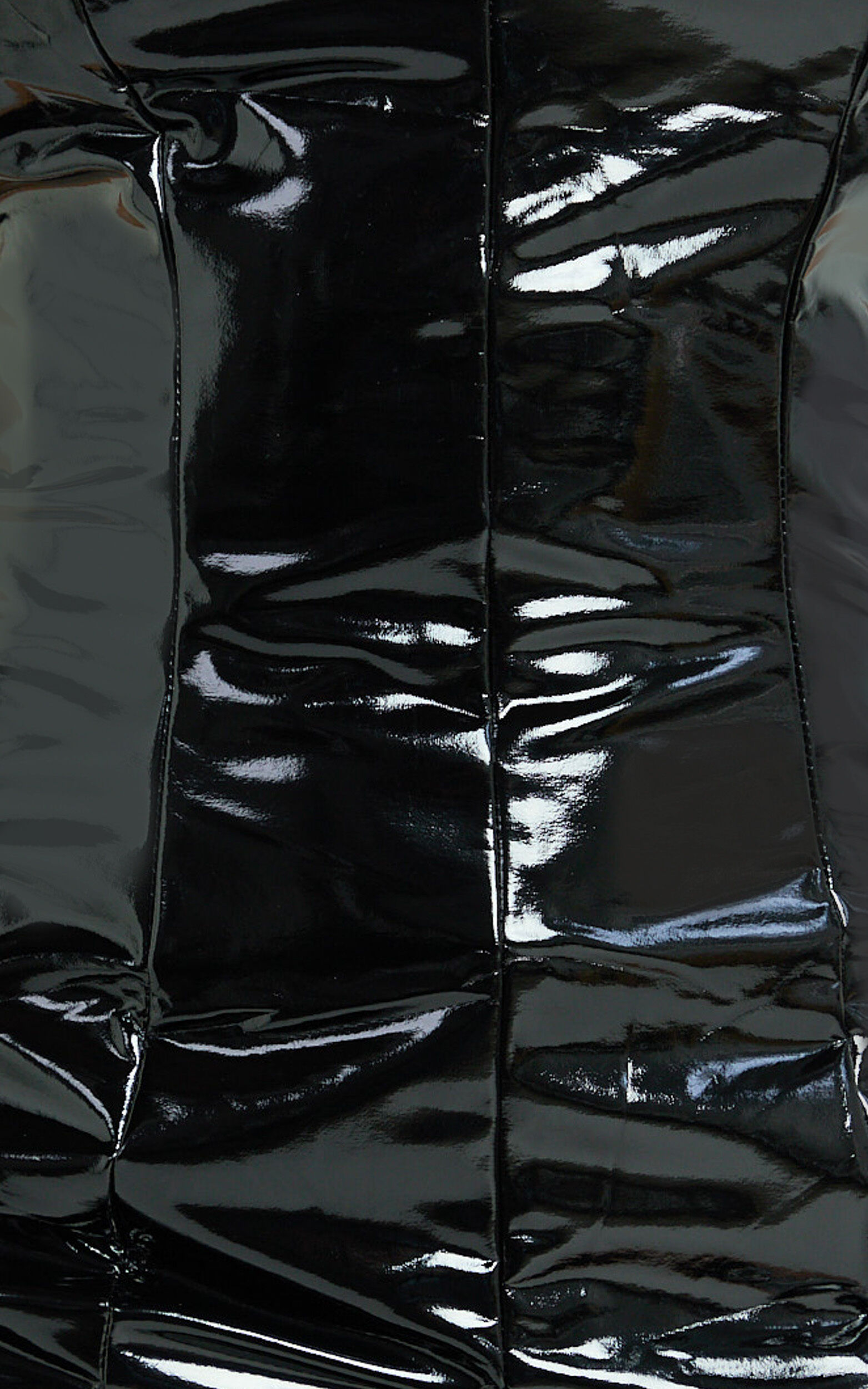 Carey Midi Dress - PU Plunge Halter Low Back High Split Dress in Black