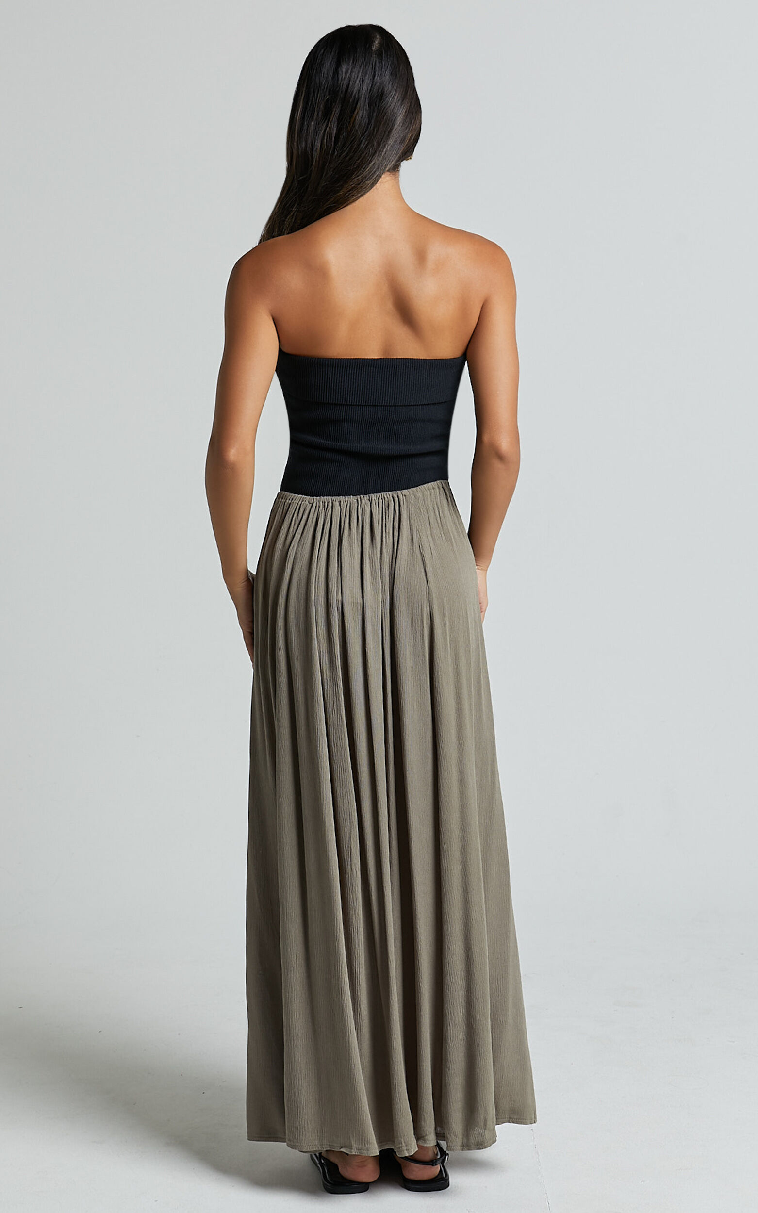 Under The Twilight Maxi Skirt - Thigh Split Skirt in Olive