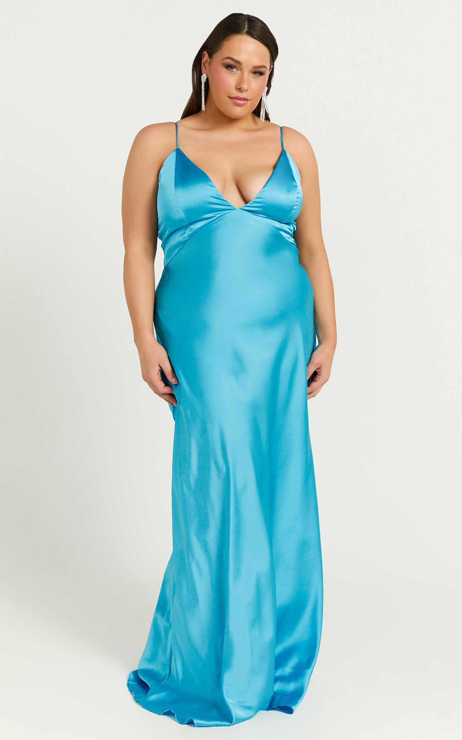 Quincy Maxi Dress - Satin Slip Dress in Blue