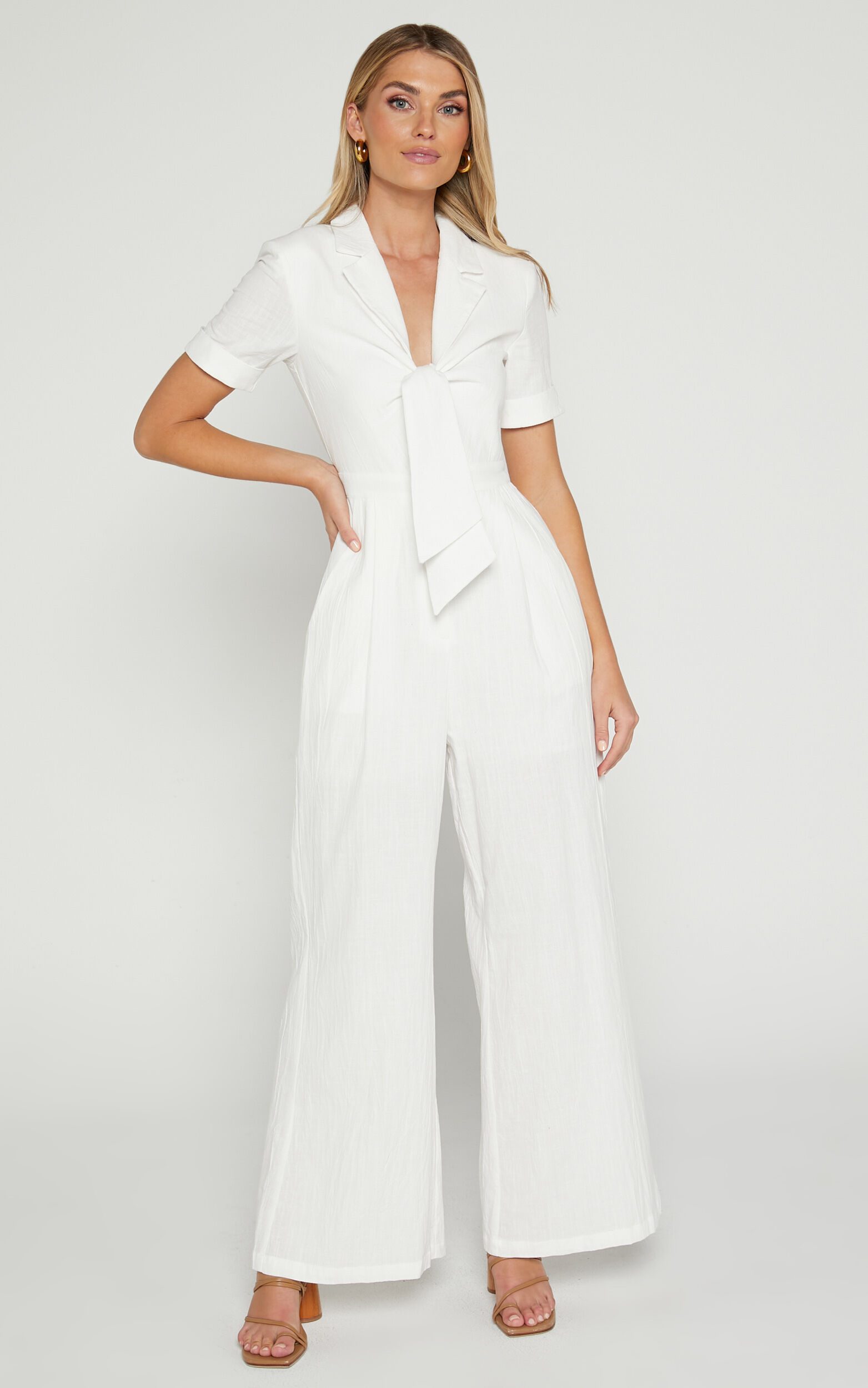 Naples Jumpsuit - Wrap Front Jumpsuit in White