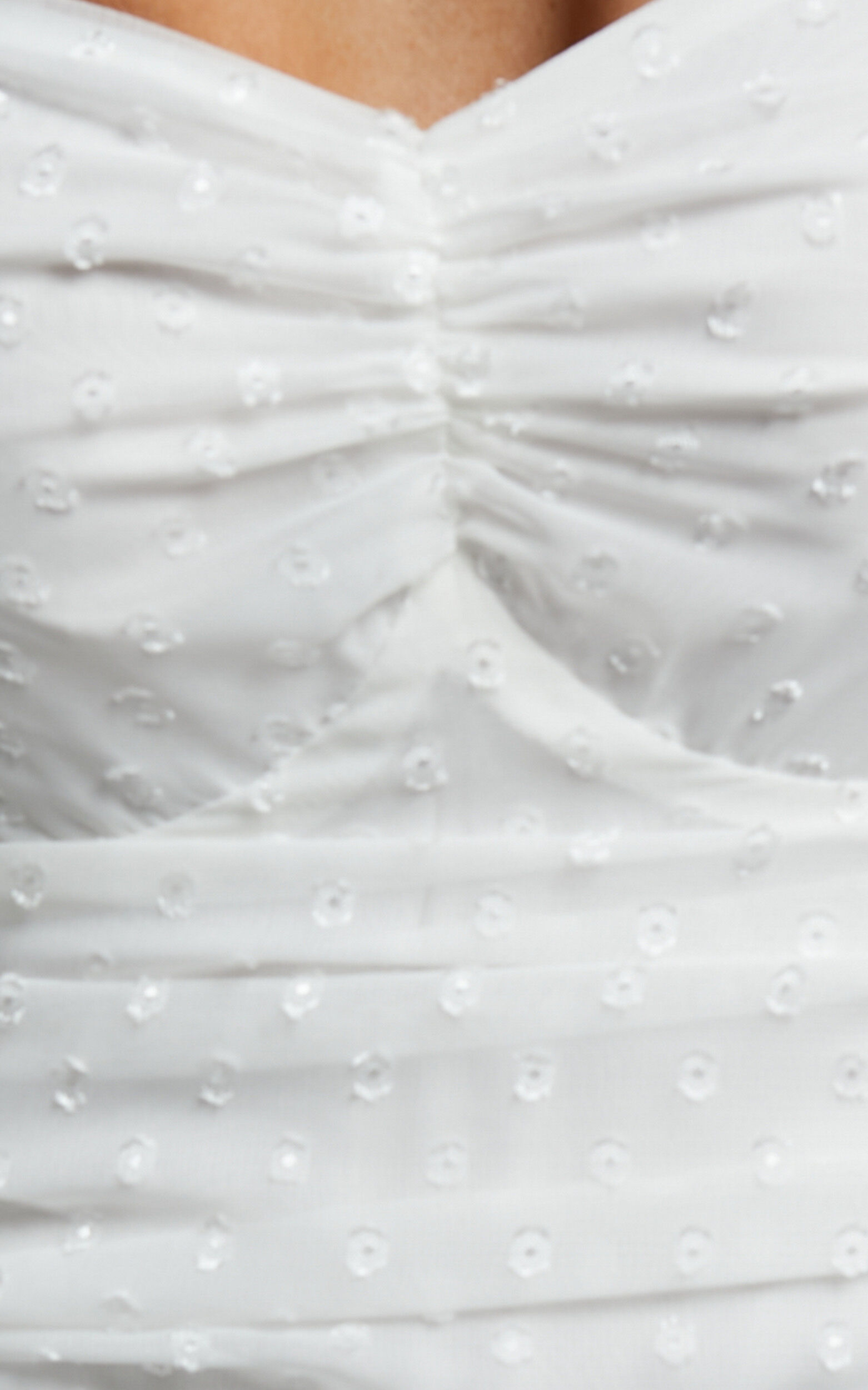 Conny Bodysuit - Spotted Balloon Sleeve Sweetheart Bodysuit in Ivory