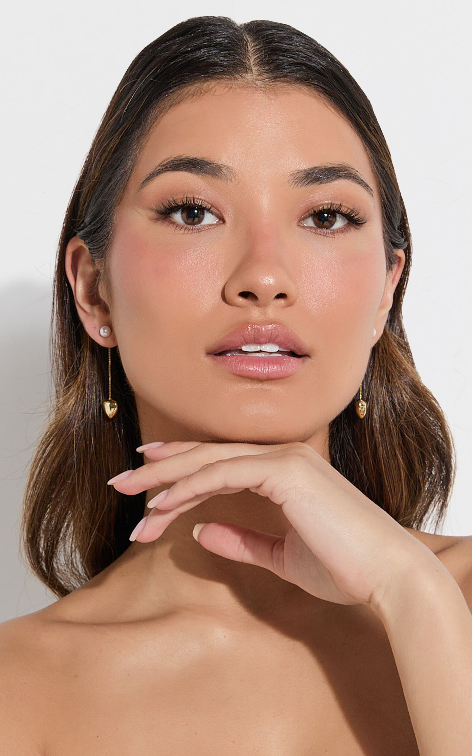 Bella Earrings - Drop Heart Pendant Earrings in Gold