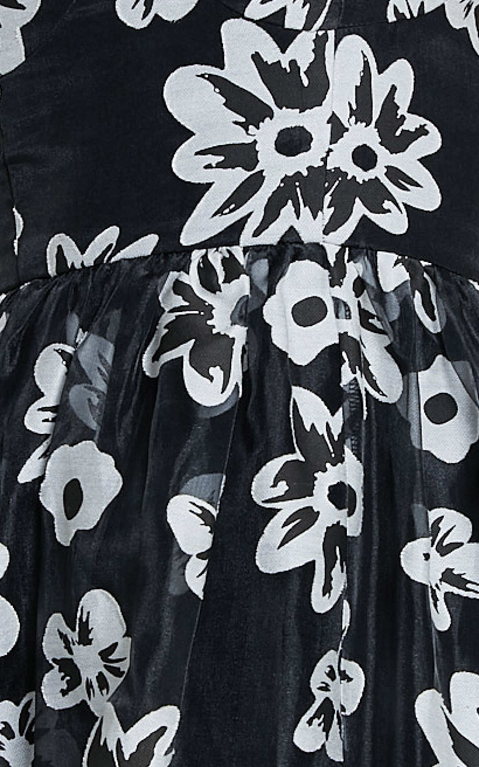 Nikky Midi Dress - Organza Full Skirt Dress in Black Floral