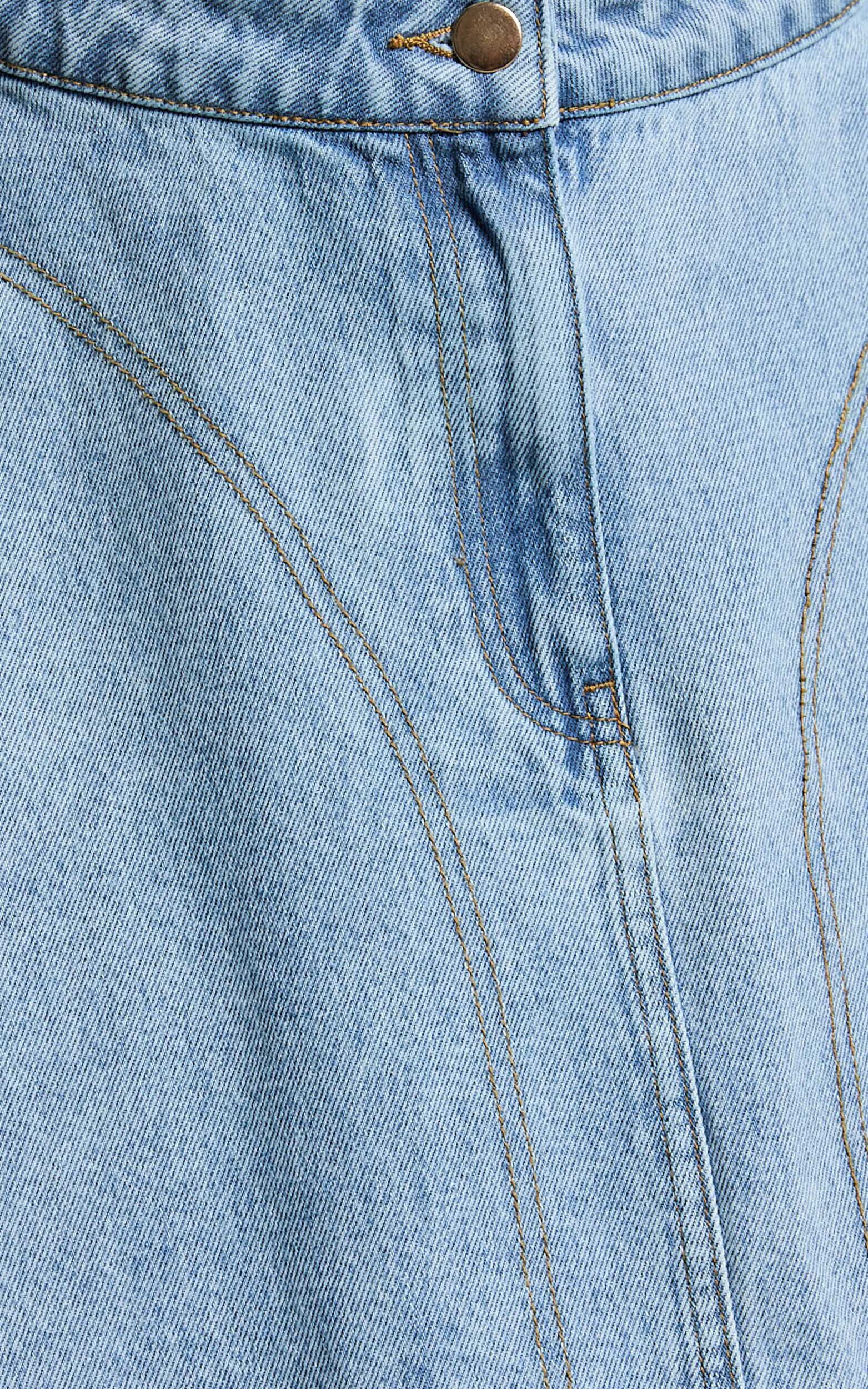 Koemi Skirt - High Waisted Denim Flare in Light Blue Wash