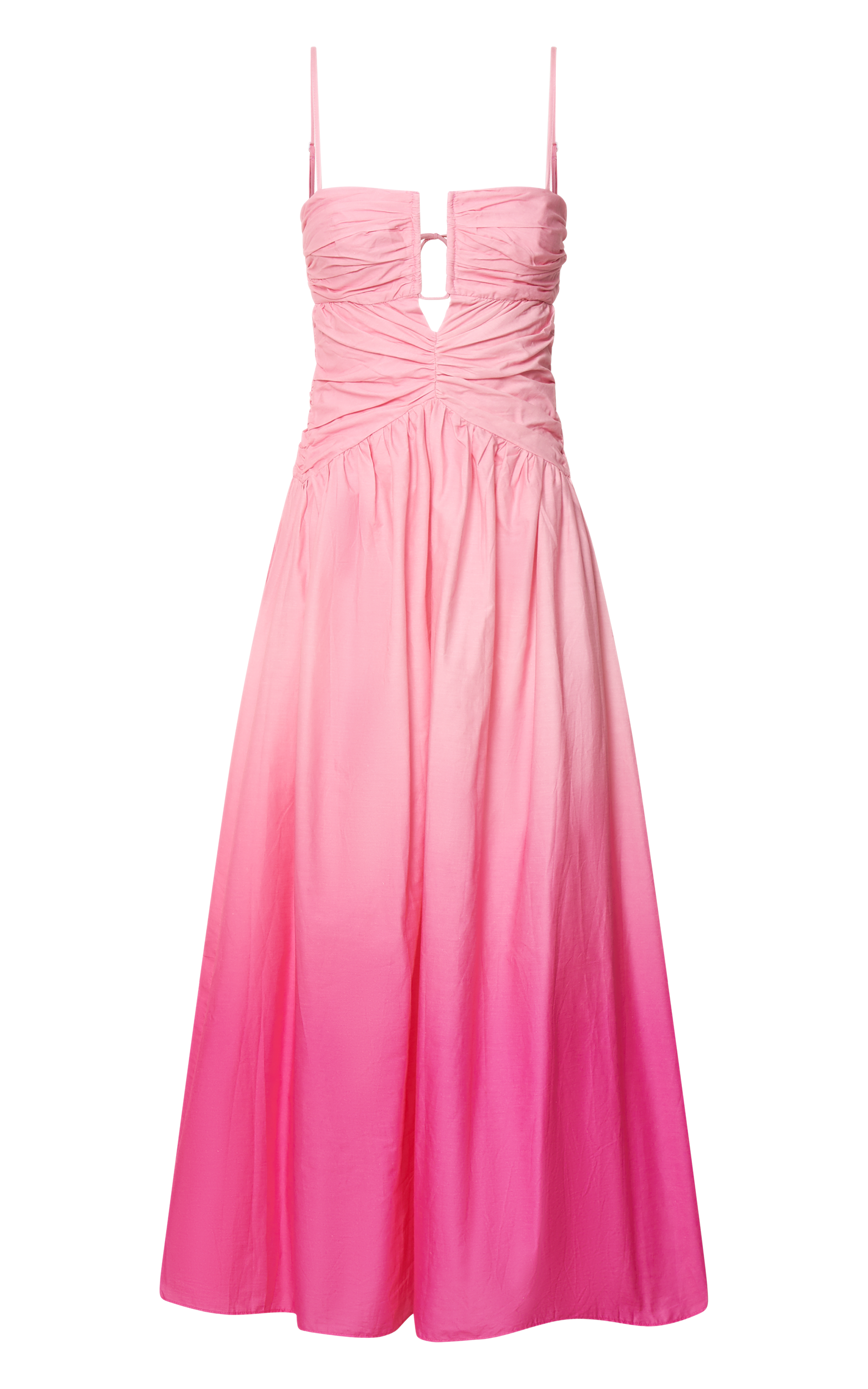 Gianna Midi Dress - Square Neck Cut Out Bust Fit and Flare Dress in Pink Ombre
