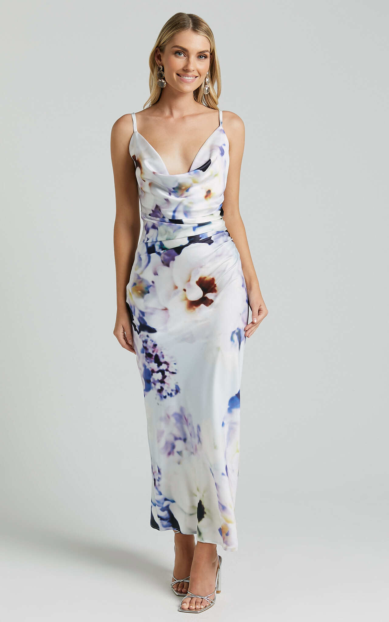 Romilly Maxi Dress - Strappy Cowl Neck Slip in La Reverie Print