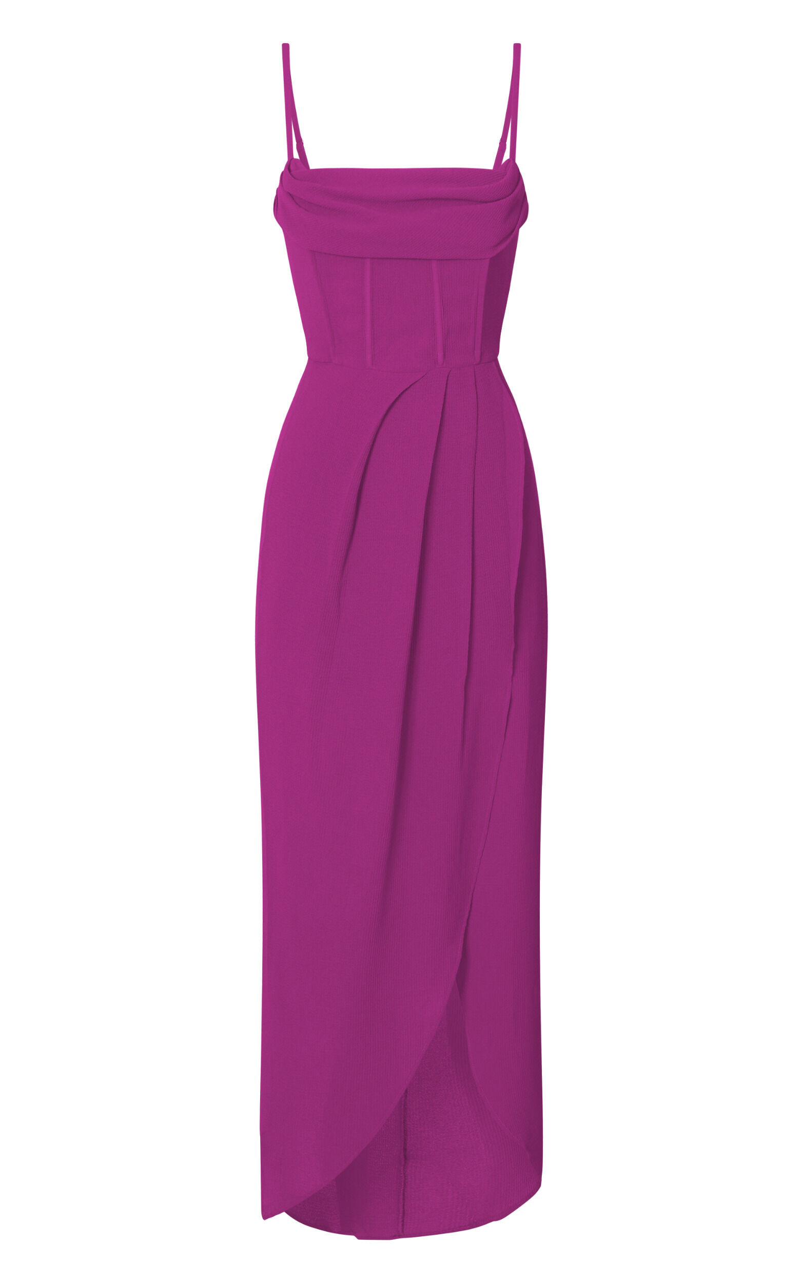 Andrina Midi Dress - High Low Wrap Corset Dress in GRAPE