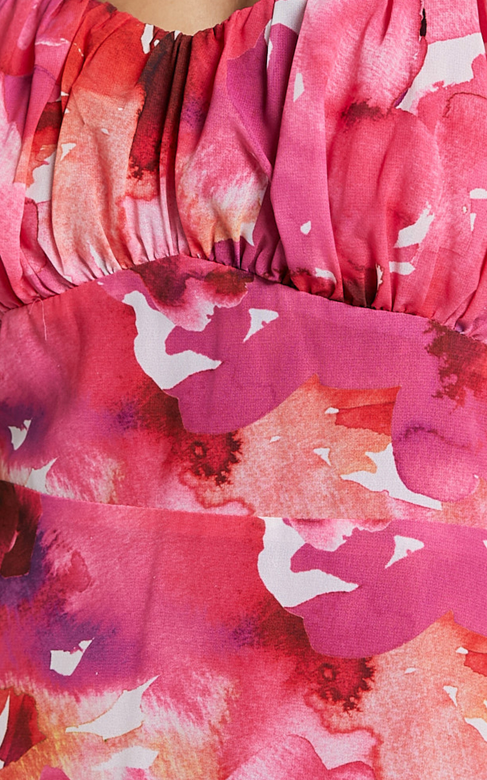 Marina Midi Dress - Tie Shoulder Ruched Bust Dress in Evie Print