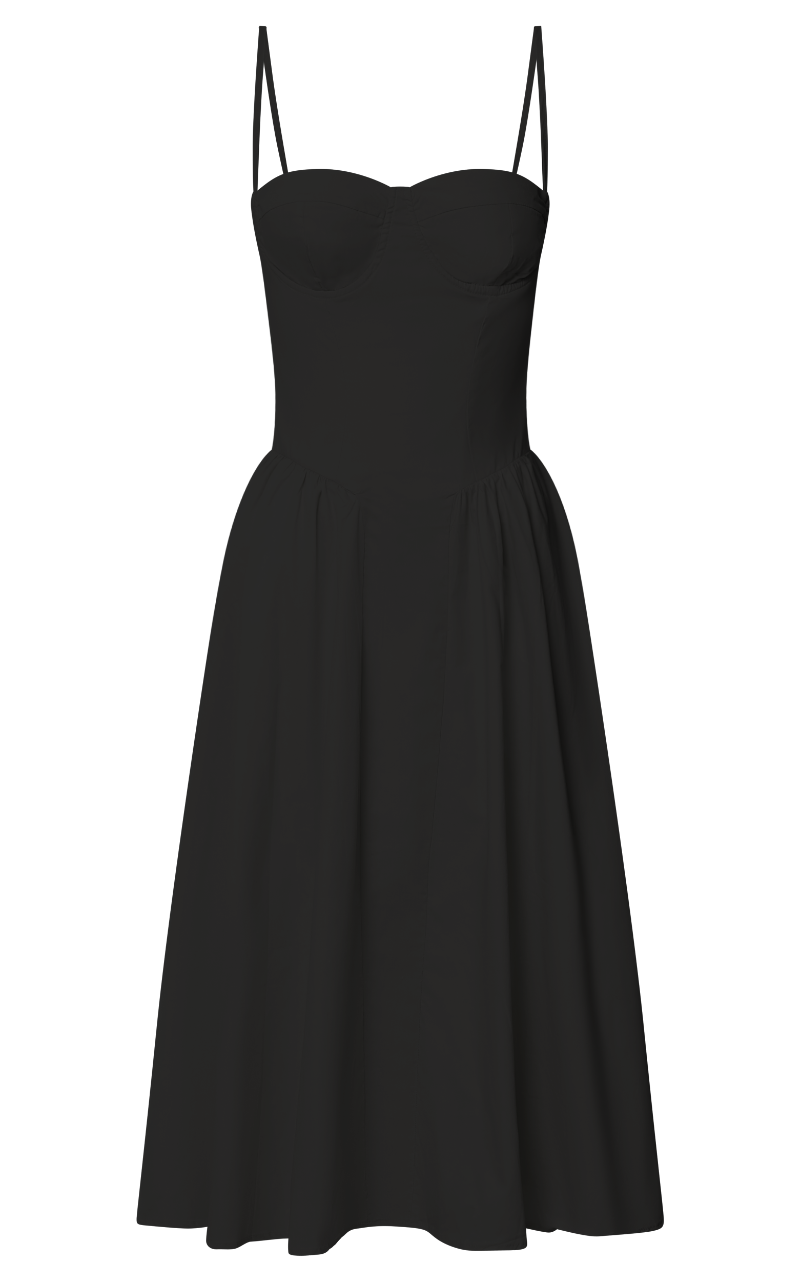 April Midi Dress - Sweetheart Wide Pleated Dress in Black