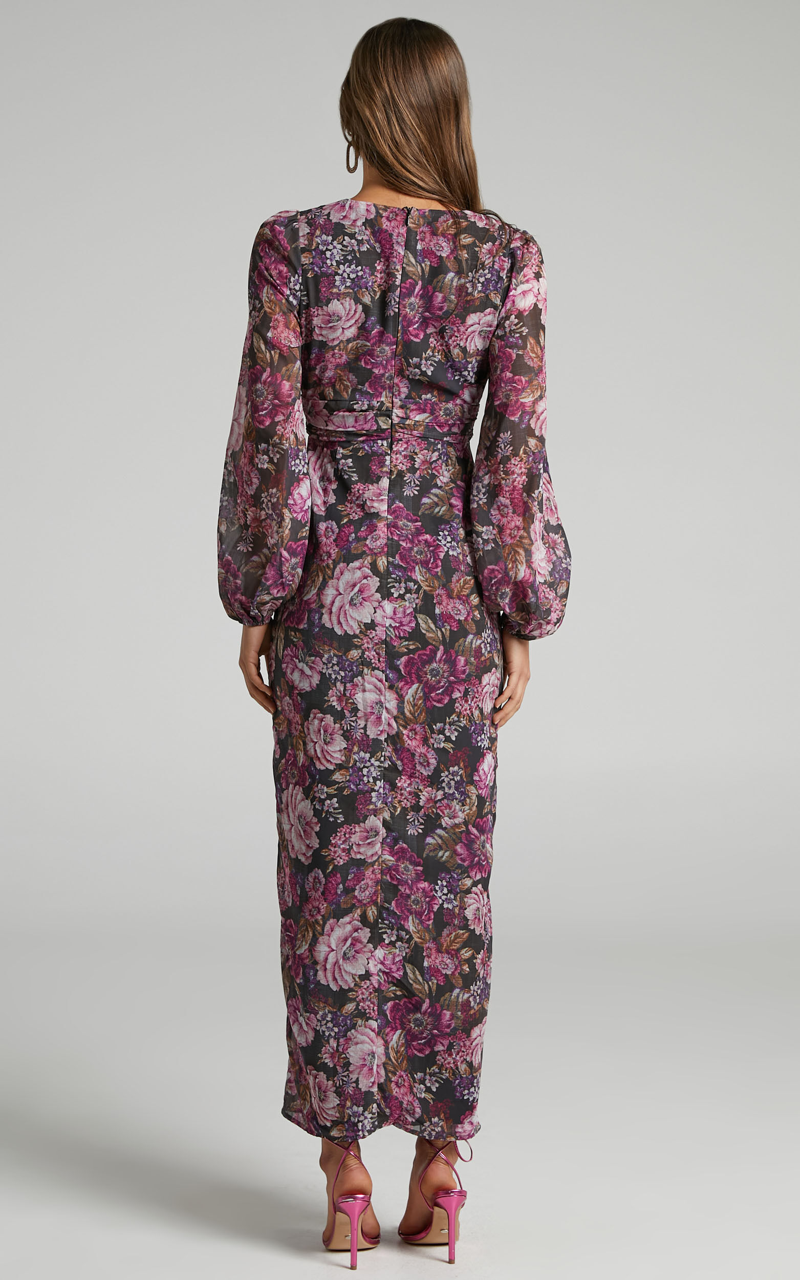 Lorelei Maxi Dress - V Neck Balloon Sleeve Dress in Harvest Floral