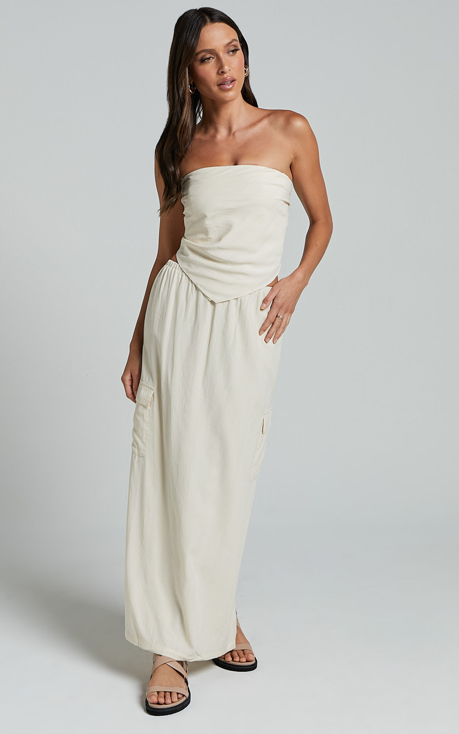Runaway The Label - Picilo Long Midi Skirt in Stone