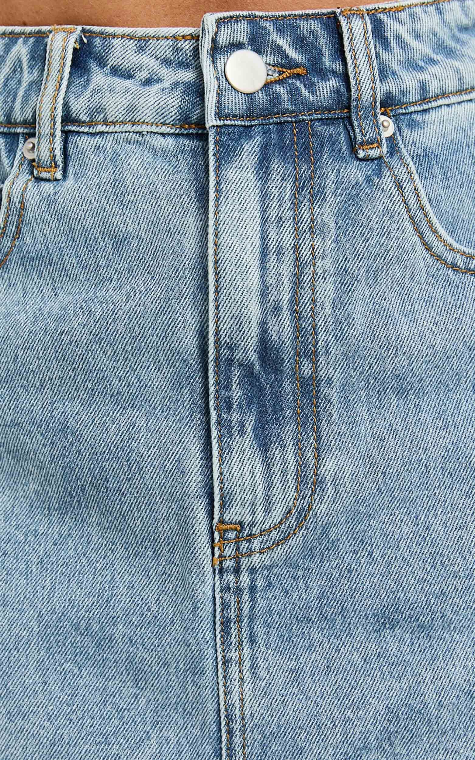 Harriet Skort - Mid Waisted Recycled Denim Skort in Light Blue Wash