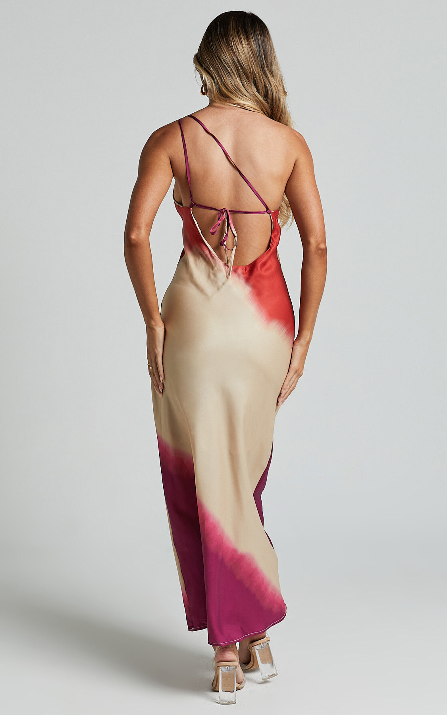 Marnie Midi Dress - One Shoulder Dress in Pink Ombre